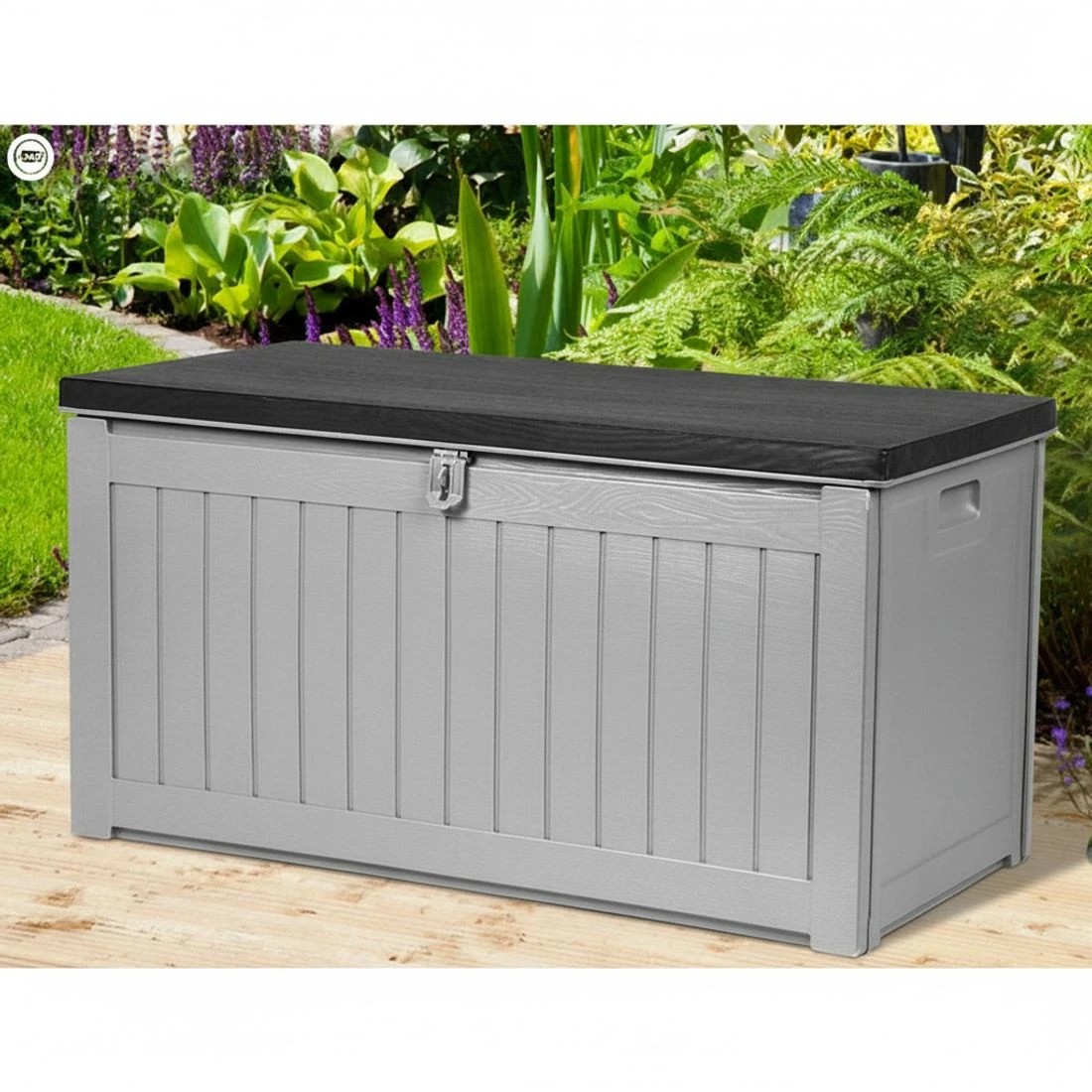 7 Gardeon Outdoor Storage Box 190L Container Lockable Garden Bench Tool Shed - Black, 7 of 7