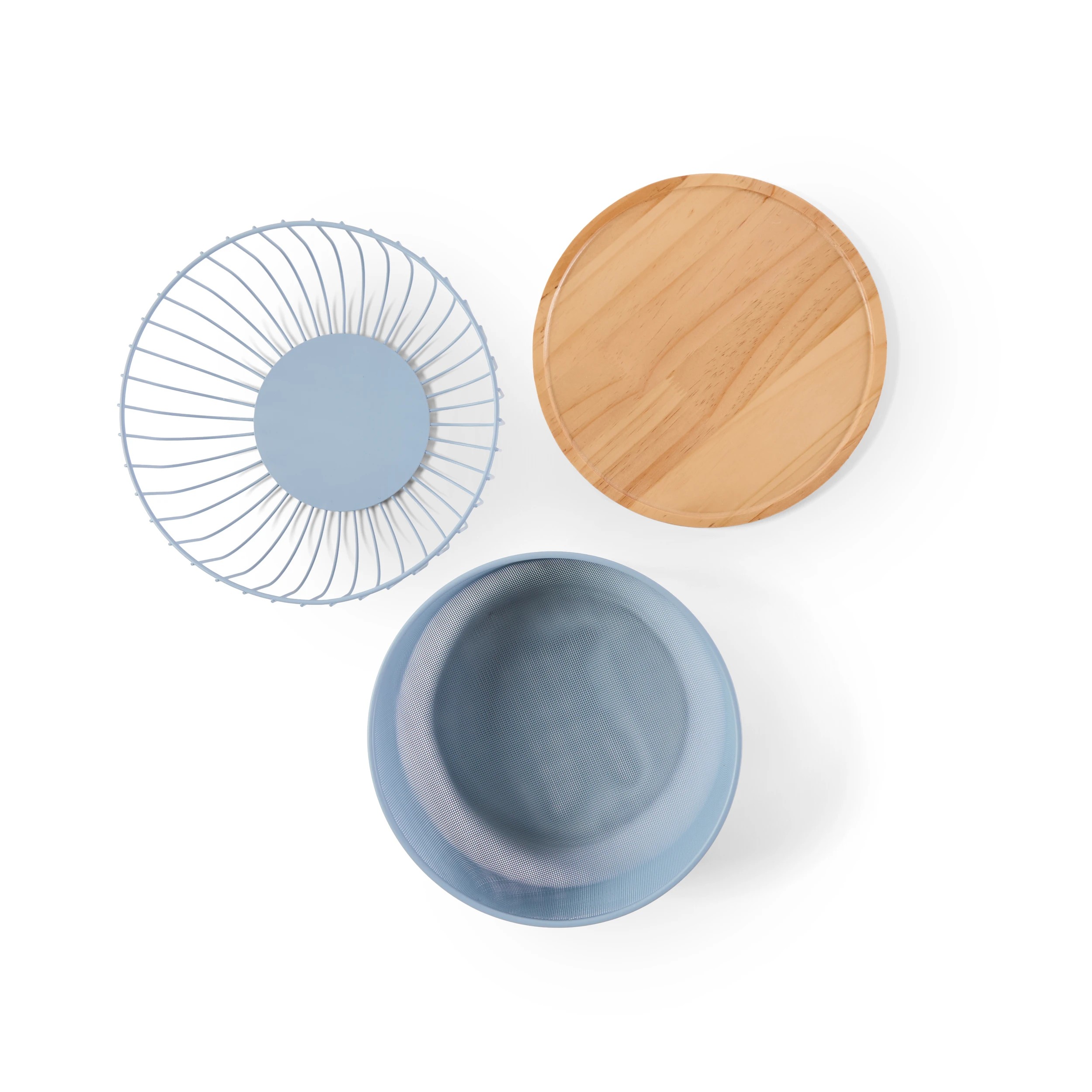 7 3 Piece Metal and Wood Fruit Bowl Set, 7 of 8