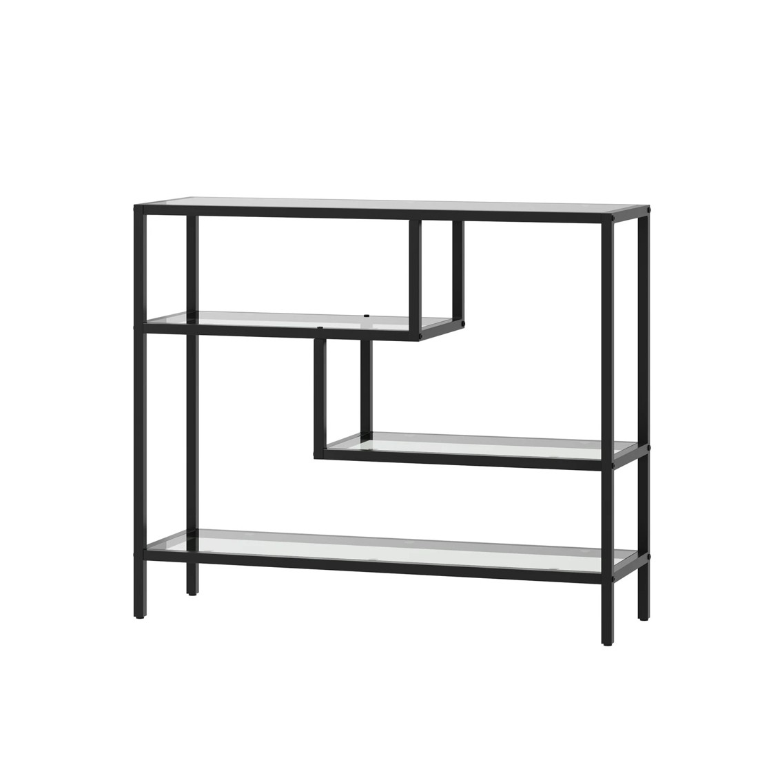 9 Oikiture Console Table Tempered Glass Sofa Table Hall Side Entry 4 Shelves
 - Black, 9 of 10