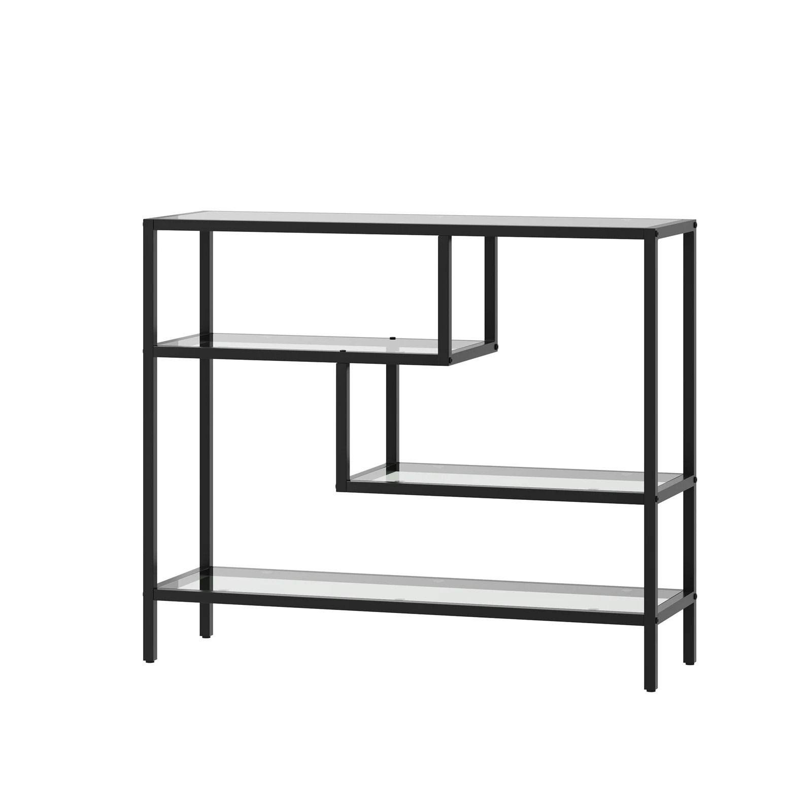 9 Oikiture Console Table Tempered Glass Sofa Table Hall Side Entry 4 Shelves
 - Black, 9 of 10