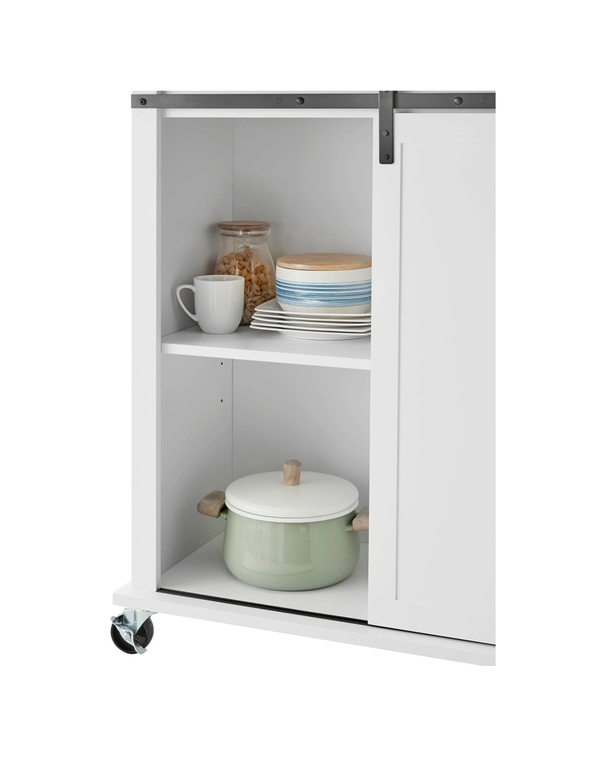 5 Alpine Bay South Hampton Kitchen Trolley 4 Drawer 1 Sliding Barn Door - White, 5 of 9