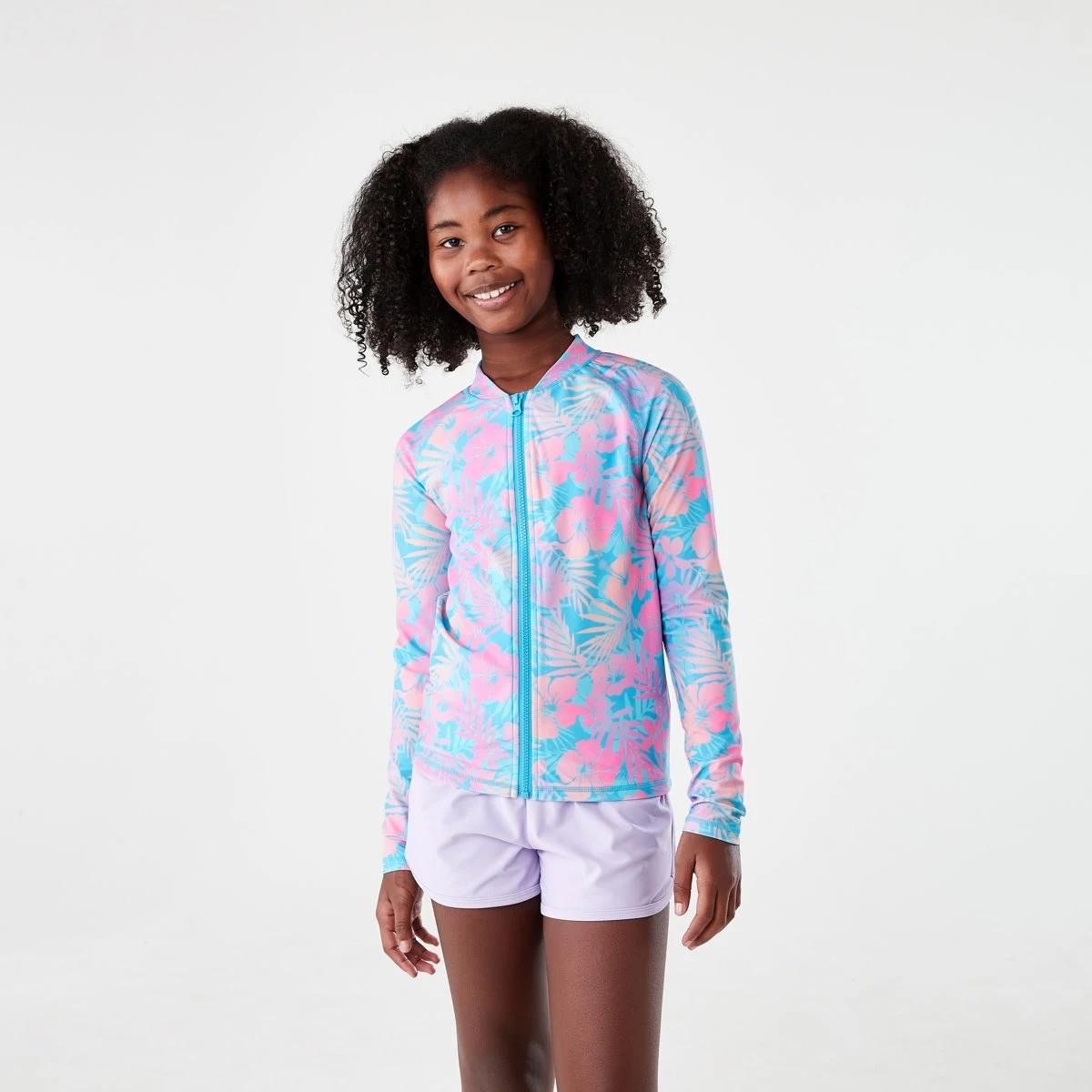 1 Long Sleeve Zip Through Rash Vest OMBRE TROPICAL LUSH MULTI, 1 of 8