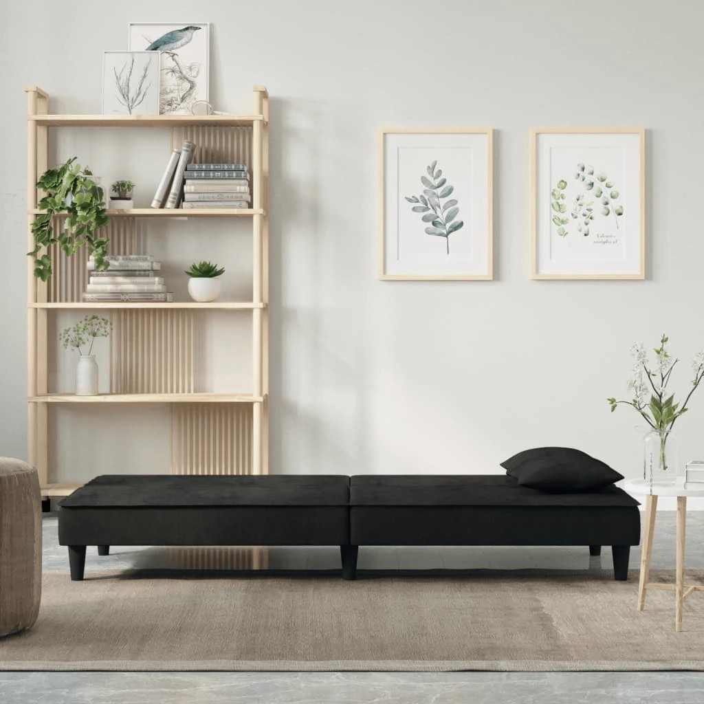 3 Vidaxl Sofa Bed Velvet - Black, 3 of 10