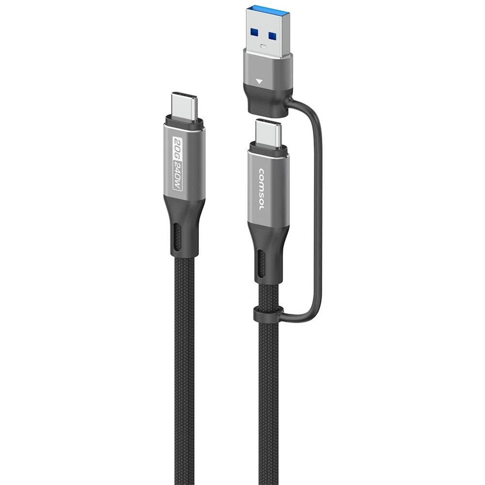 1 Comsol 2-in-1 4K USB-C/A to USB-C Cable 1m, 1 of 4