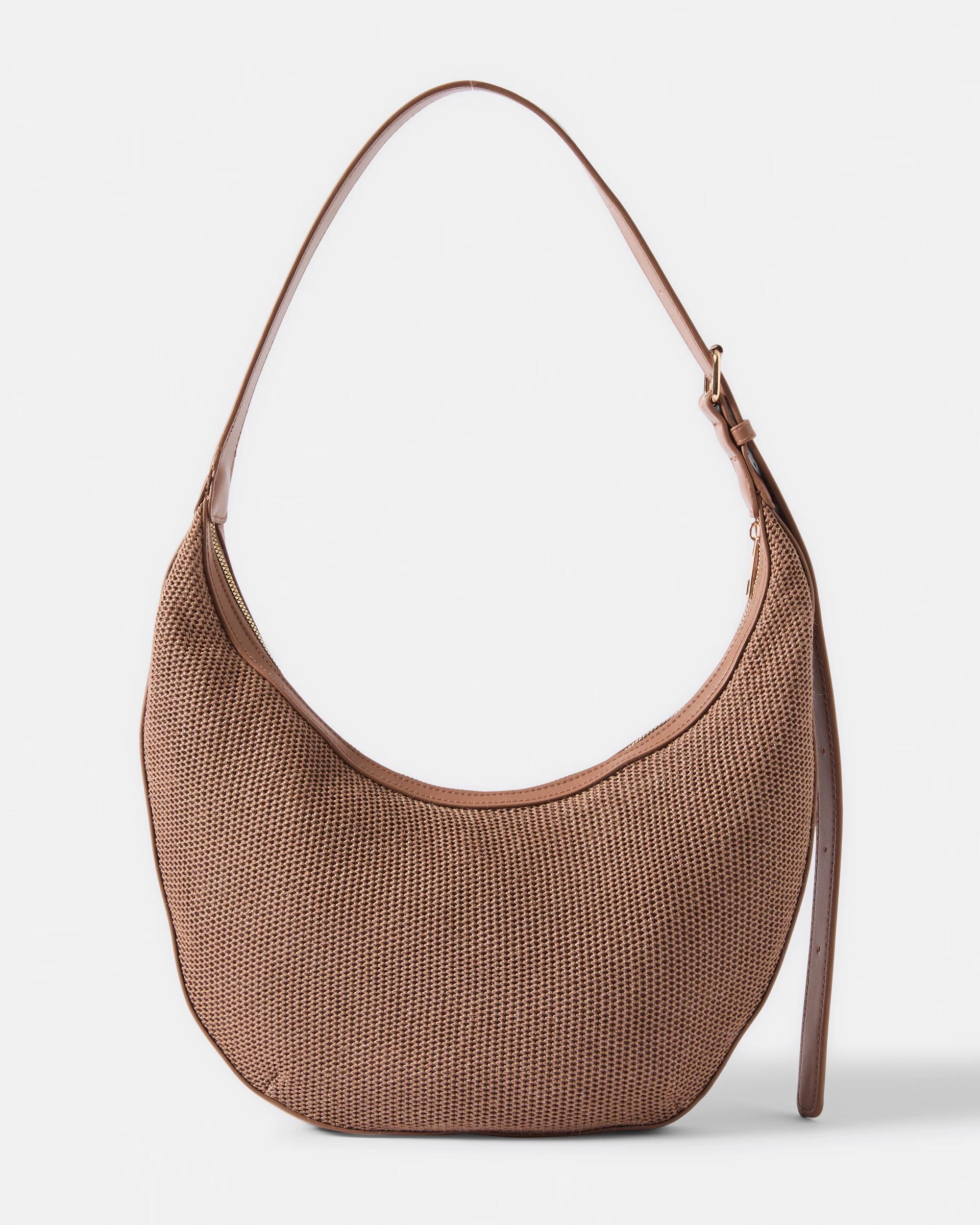 1 Slouchy Woven Crossbody Bag Brown, 1 of 4