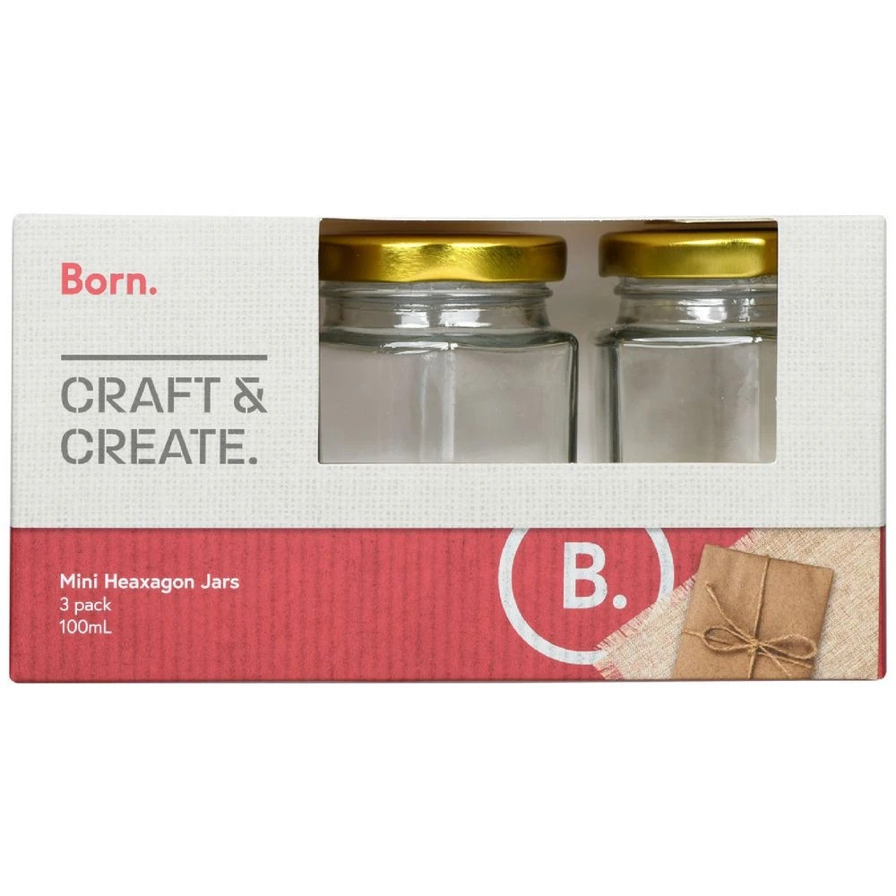 1 Born Mini Hexagon Jars 3 Pack, 1 of 2