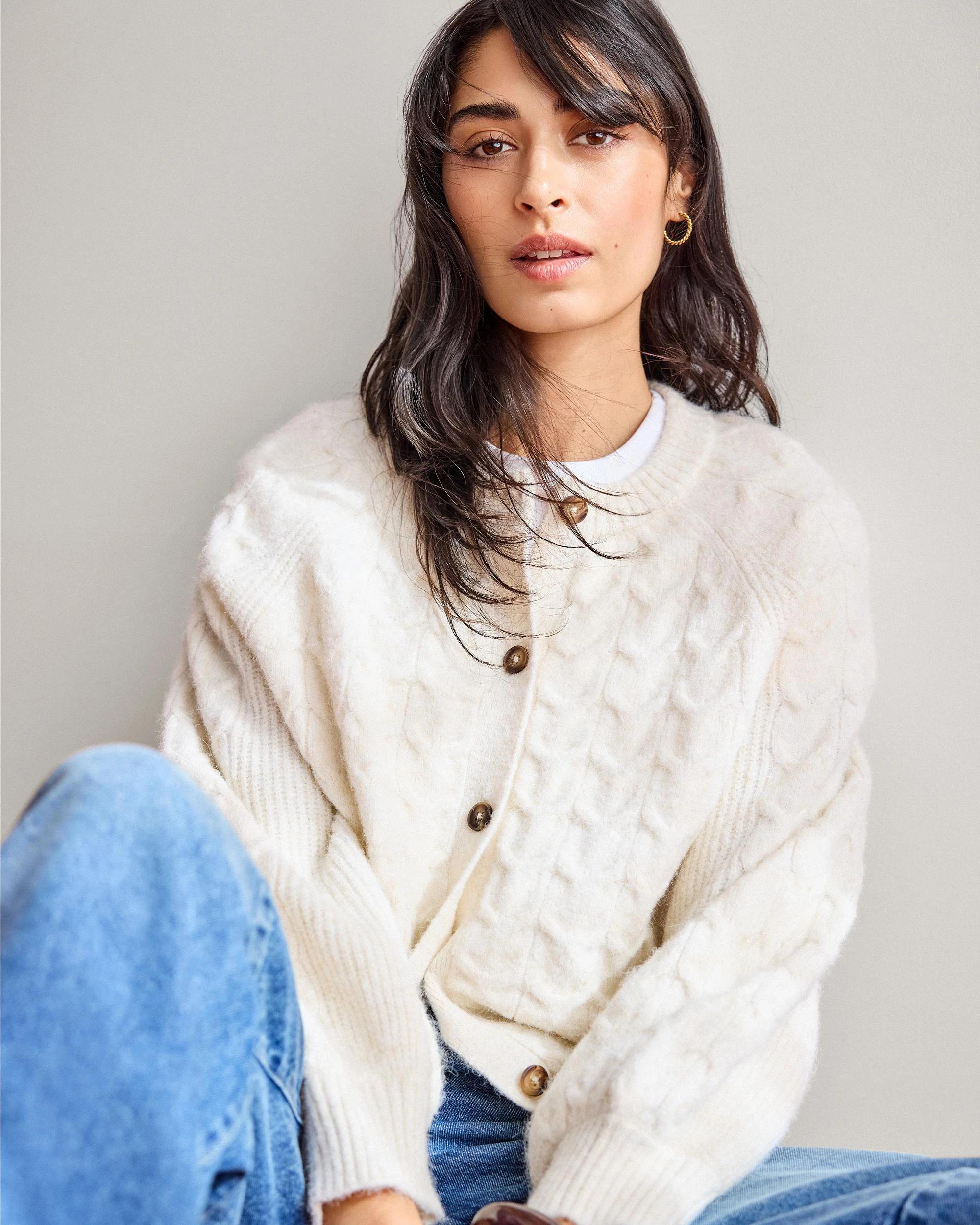 9 Target Woman Cable Knit Bell Sleeve Cardigan COOKIES AND CREAM, 9 of 9