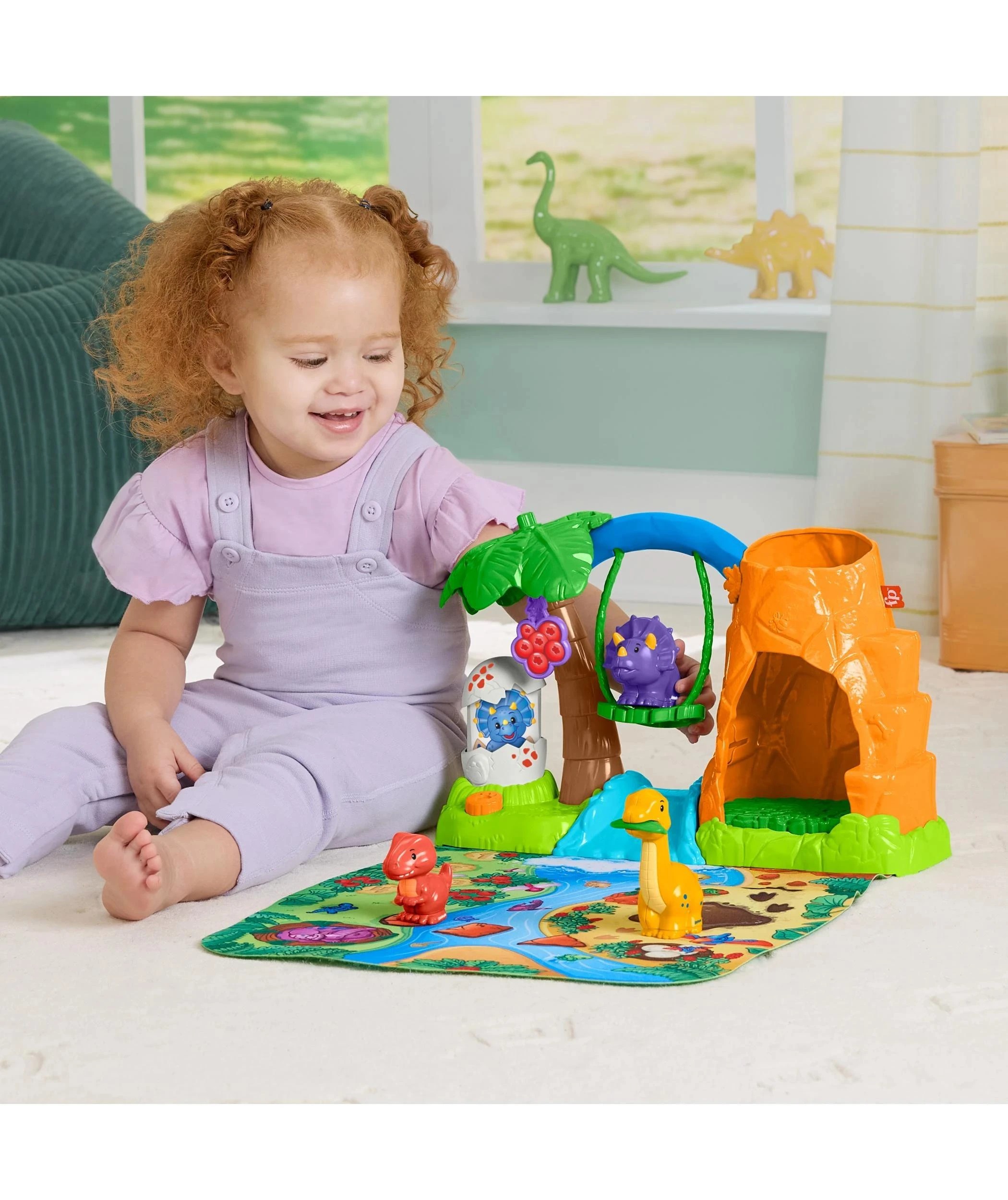 4 Mattel Fisher-Price Little People Dinosaur Village & Play Mat Toddler Playset - Multi, 4 of 6
