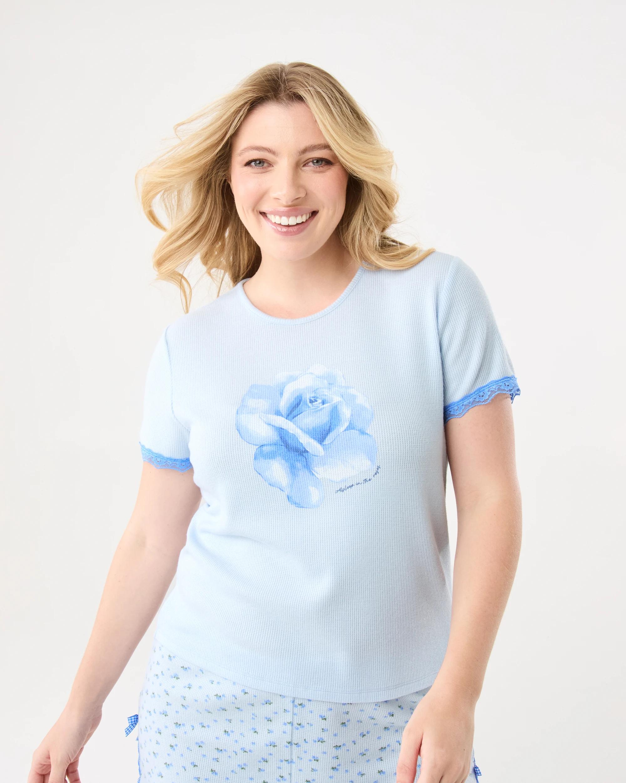 3 Waffle Lace Trim T-shirt Rose, 3 of 10