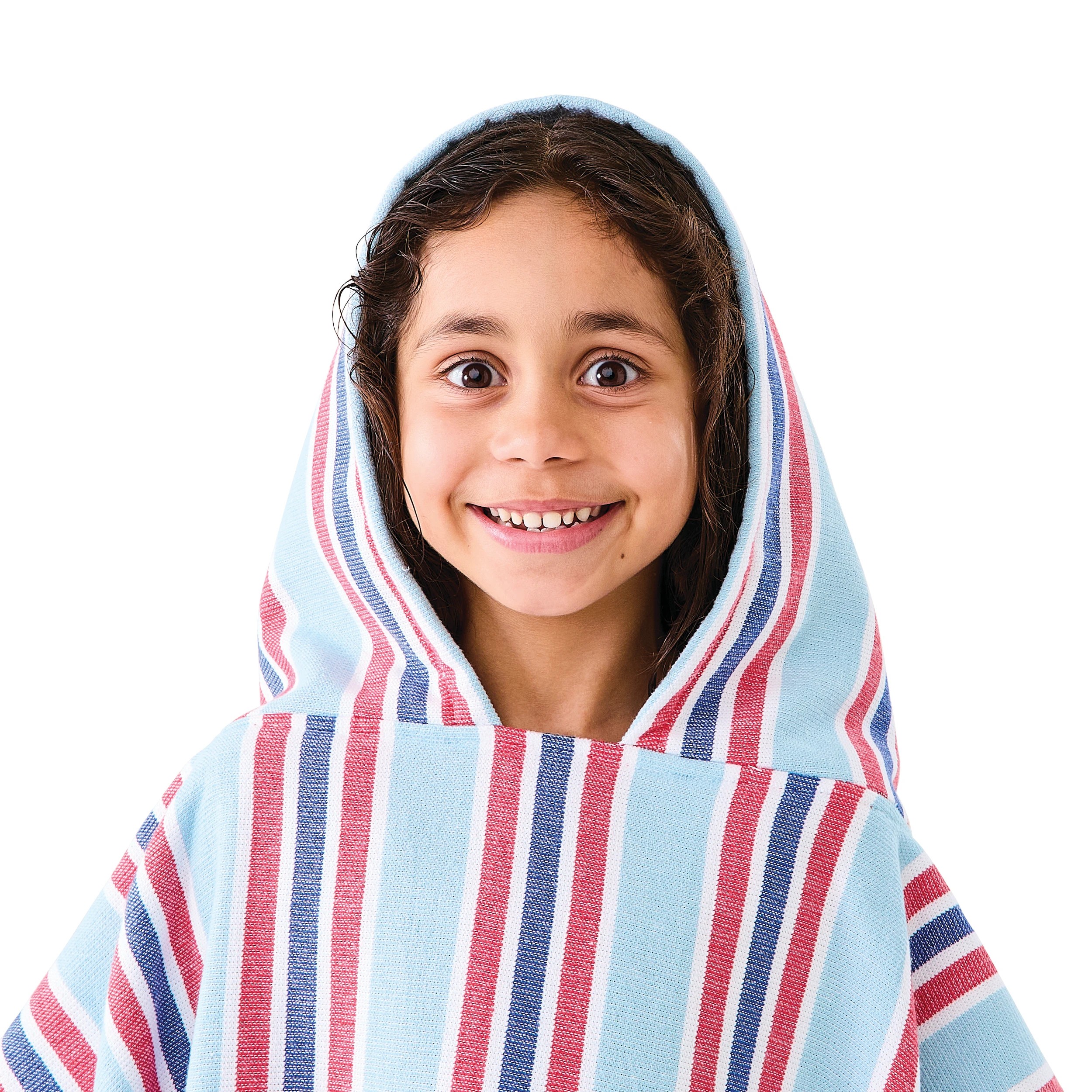 5 Kids Hooded Turkish Beach Towel - Red and Blue, 5 of 9