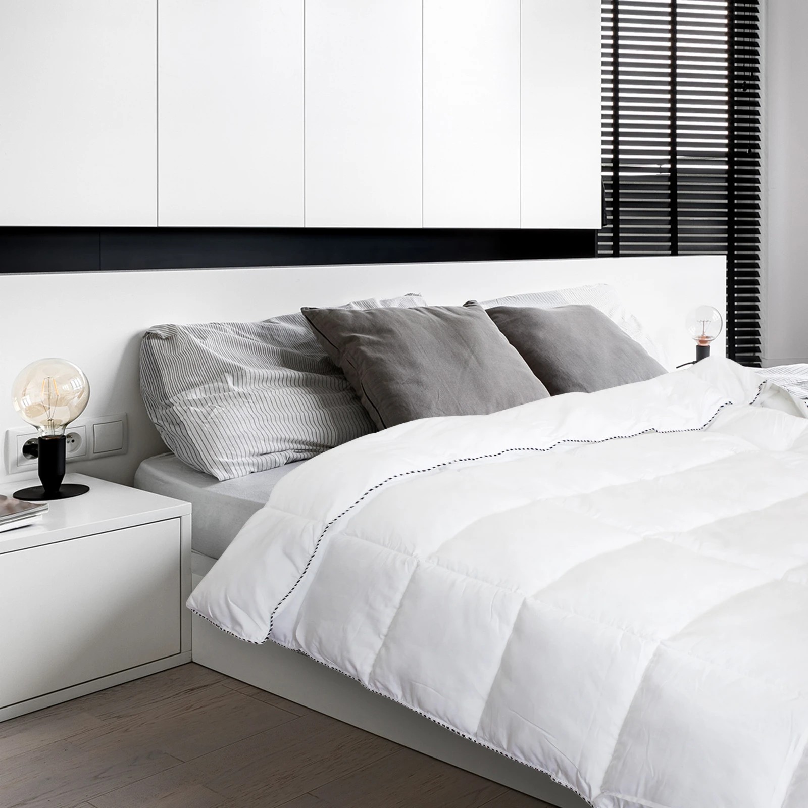 2 Royal Comfort Bamboo Blend Quilt 250GSM Luxury Duvet 100% Cotton Cover - Double Bed - White, 2 of 7