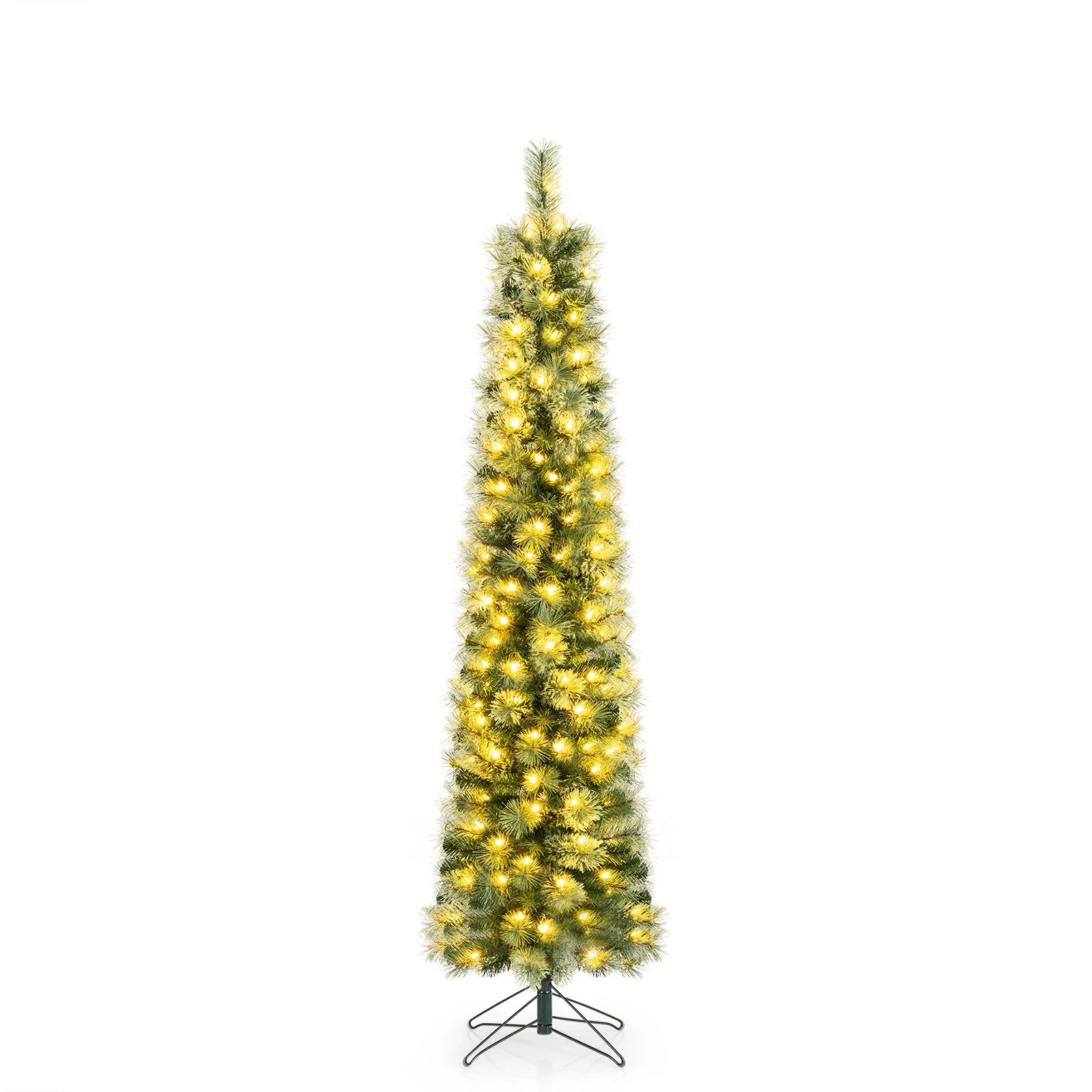 1 Costway 155cm Pre-Lit Pencil Artificial Christmas Tree w/198 Tips Cashmere Pine Needles, 1 of 1