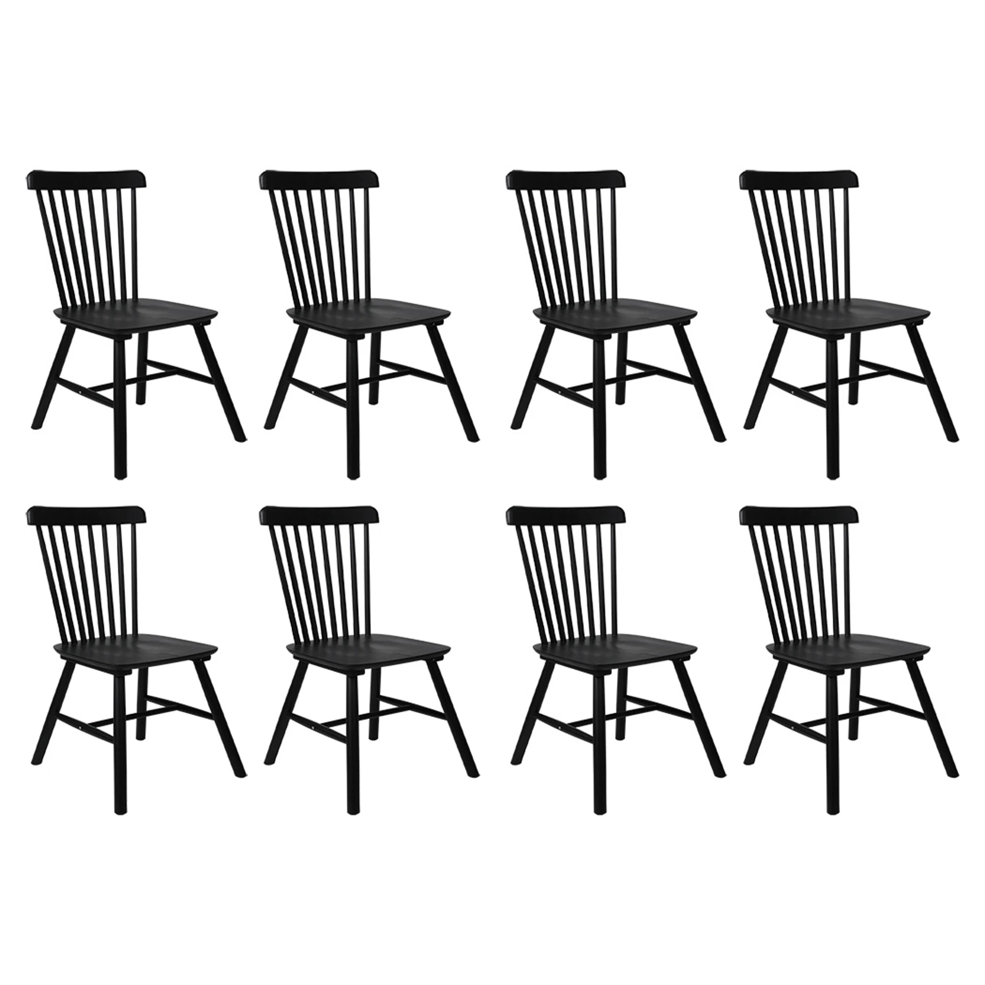 1 Levede 8xDining Chairs Kitchen Windsor Chair Natural Wood Cafe Lounge Seat Black, 1 of 9