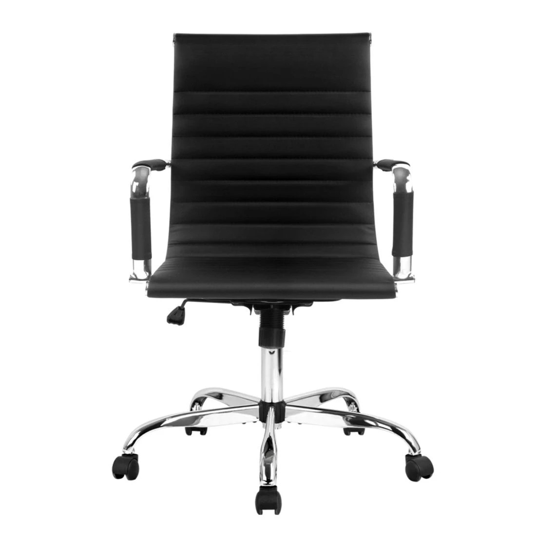 4 Artiss Office Chair Conference Chairs PU Leather Mid Back - Black, 4 of 8