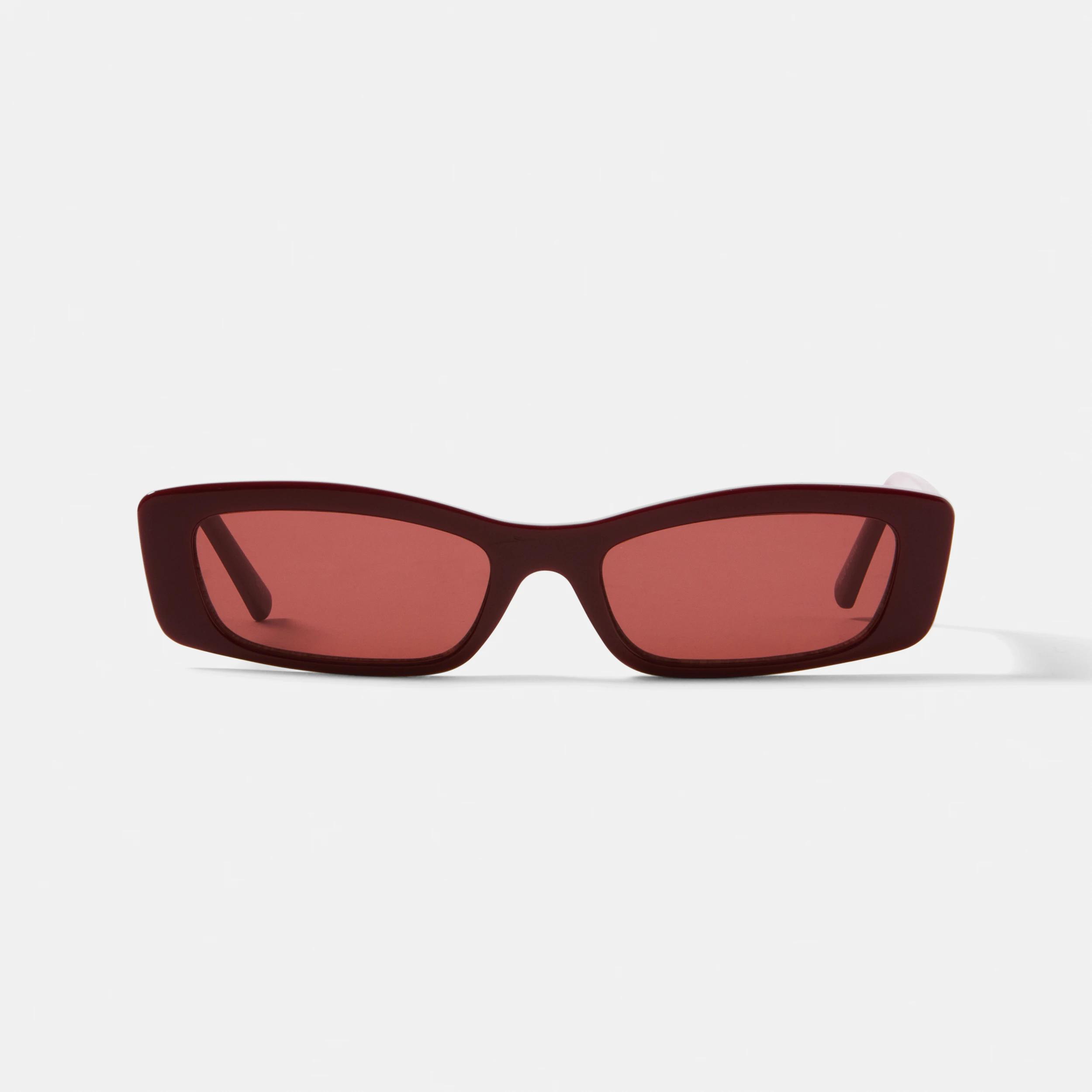 1 Womens Slim Rectangle Sunglasses BURGUNDY CHERRY, 1 of 6