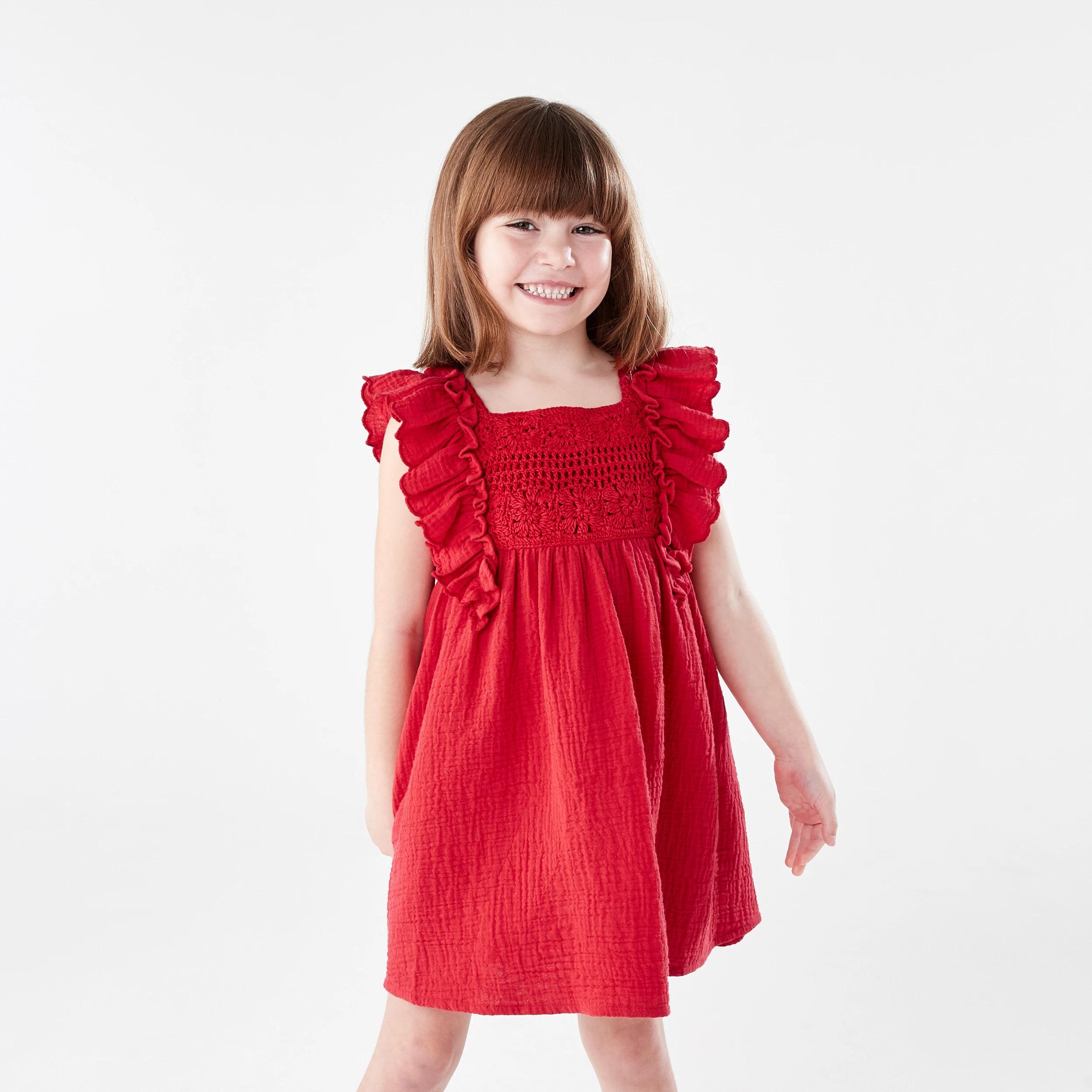 1 Crochet Bib Dress STRAWBERRY, 1 of 7