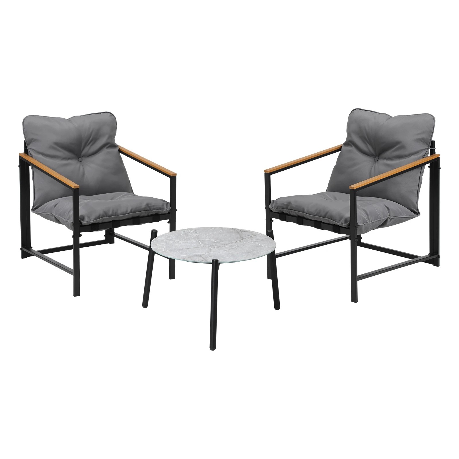 1 Livsip 3pc Outdoor Patio Furniture Set Bistro Set 50cm Round Marble Table
 - Multi, 1 of 10