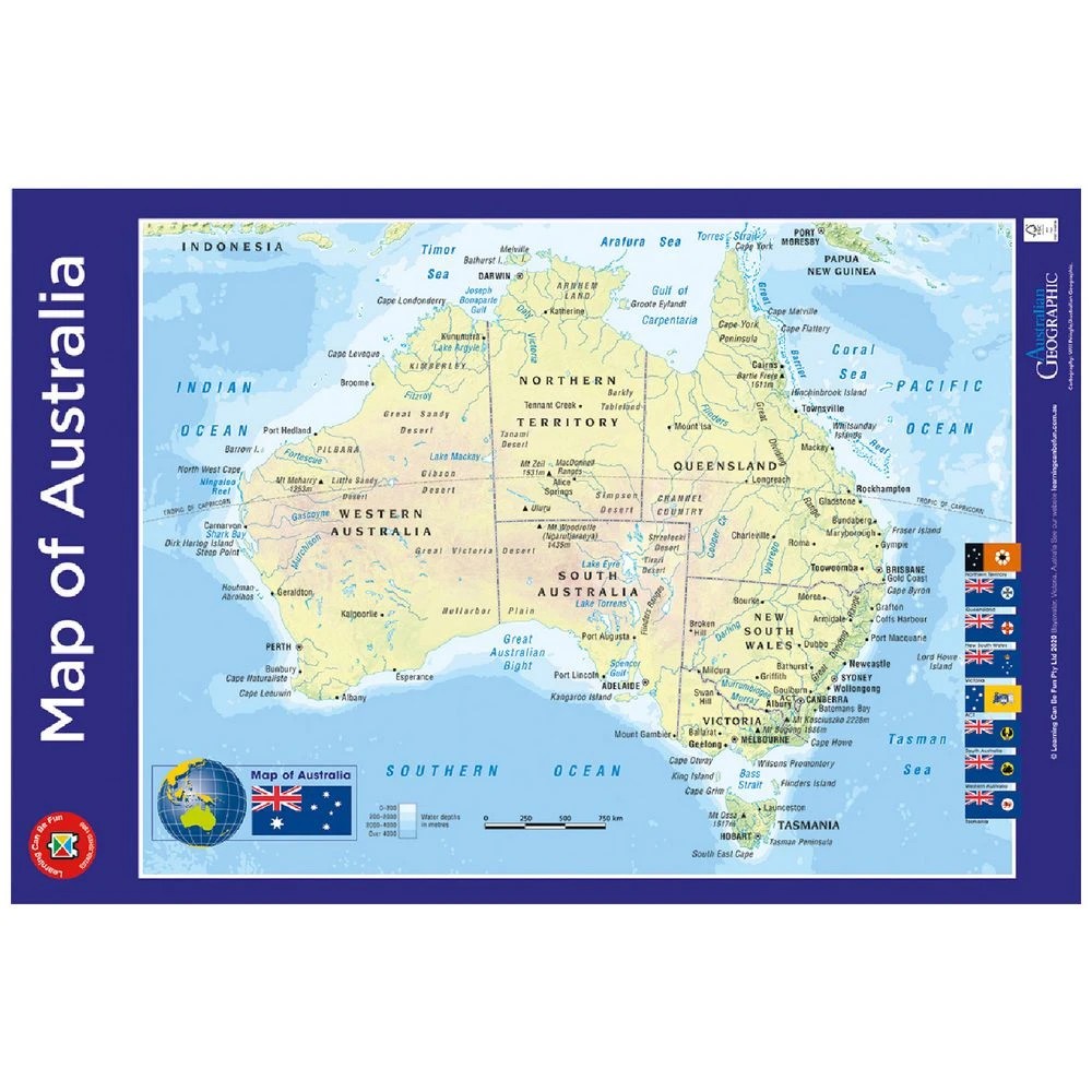 1 Learning Can Be Fun Map of Australia Double Sided Wall Chart, 1 of 3