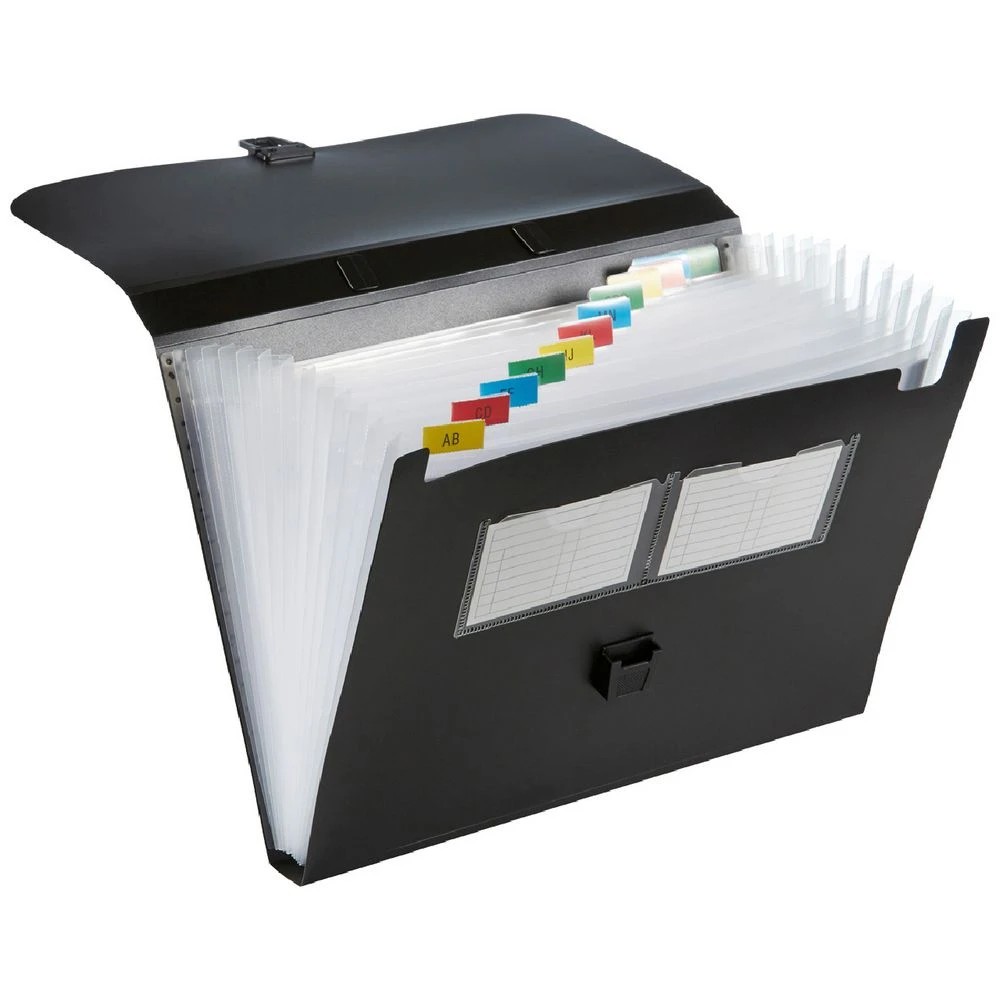 1 Keji Expanding File 13 Pocket with Handle Black, 1 of 5