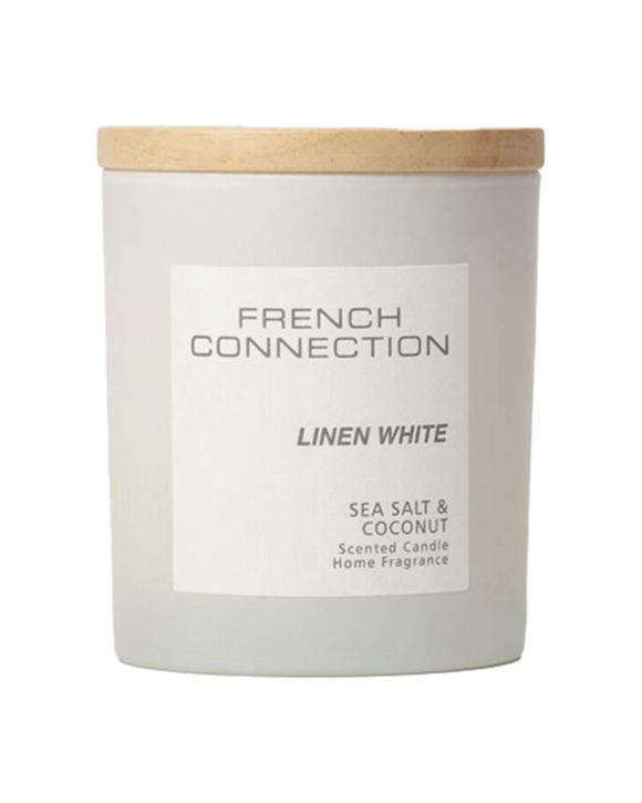 French Connection Linen Sea Salt & Coconut 2 Wick Large Candle 322g - White