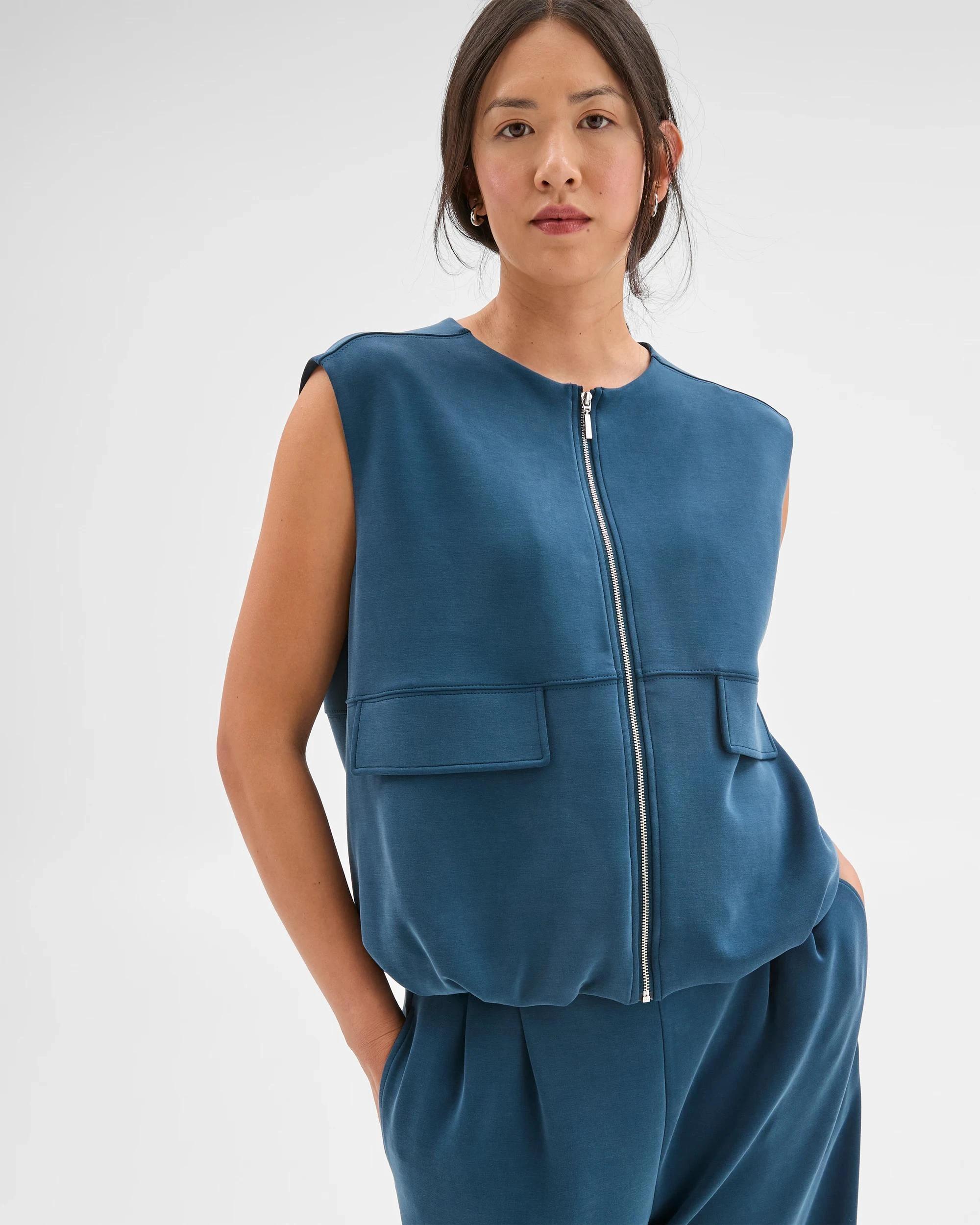 4 Target Woman Suede Touch Sleeveless Zip Through Vest DARK TEAL, 4 of 7