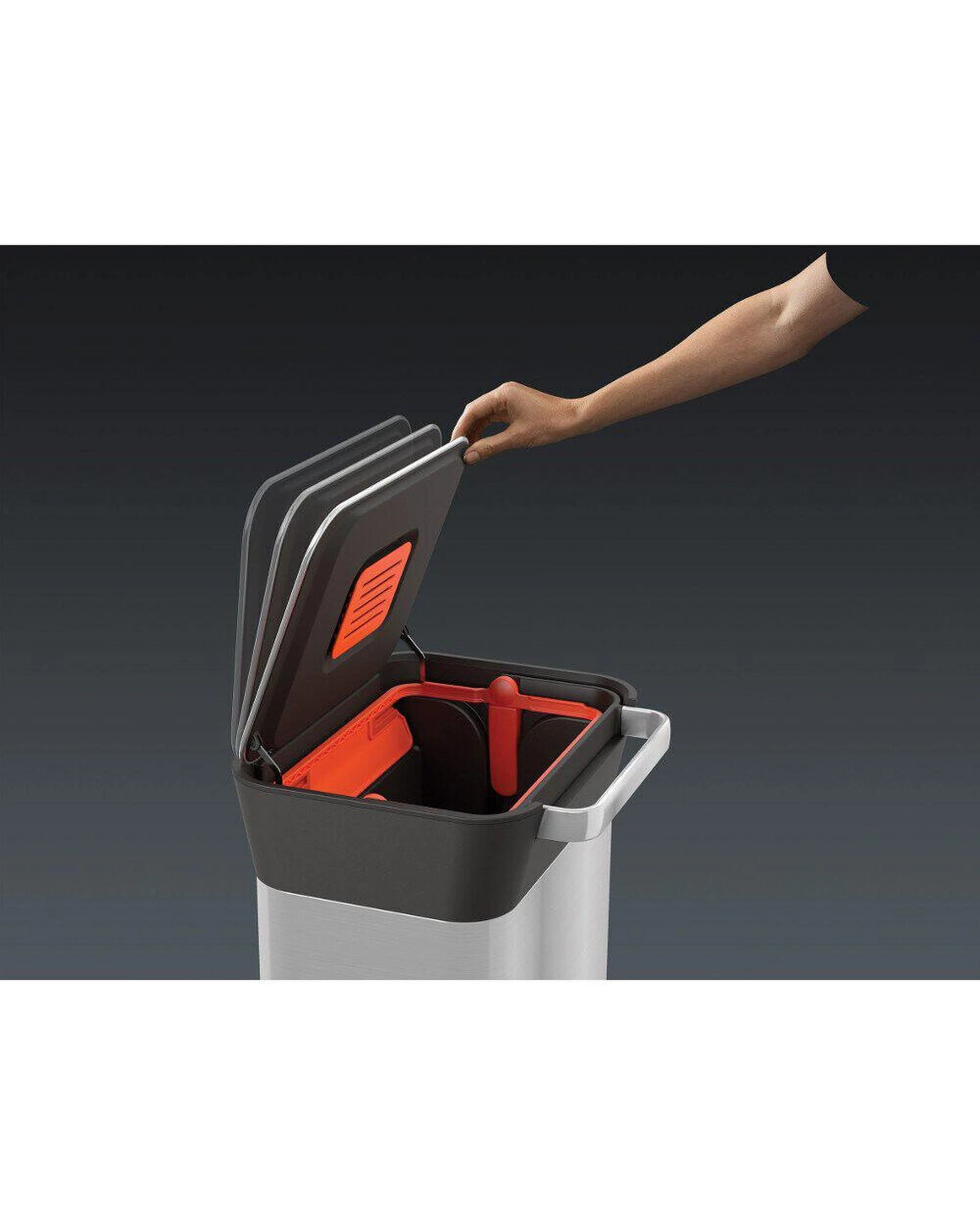 8 Joseph Joseph Titan Trash Compactor 30L Bin Stainless Steel 30030, 8 of 8