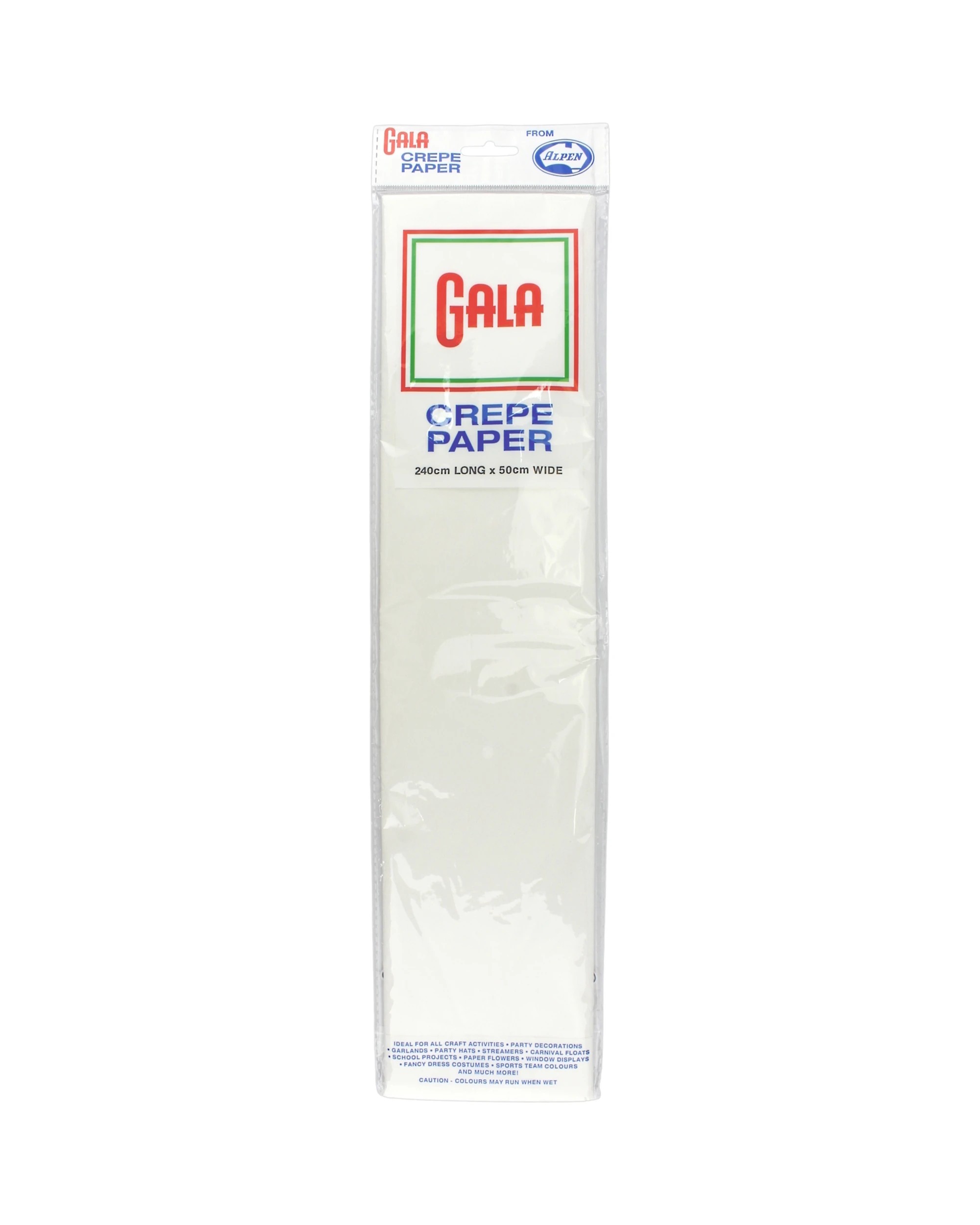 1 Alpen Gala Crepe Paper 240cm x 50cm 1 Sheet - White, 1 of 1