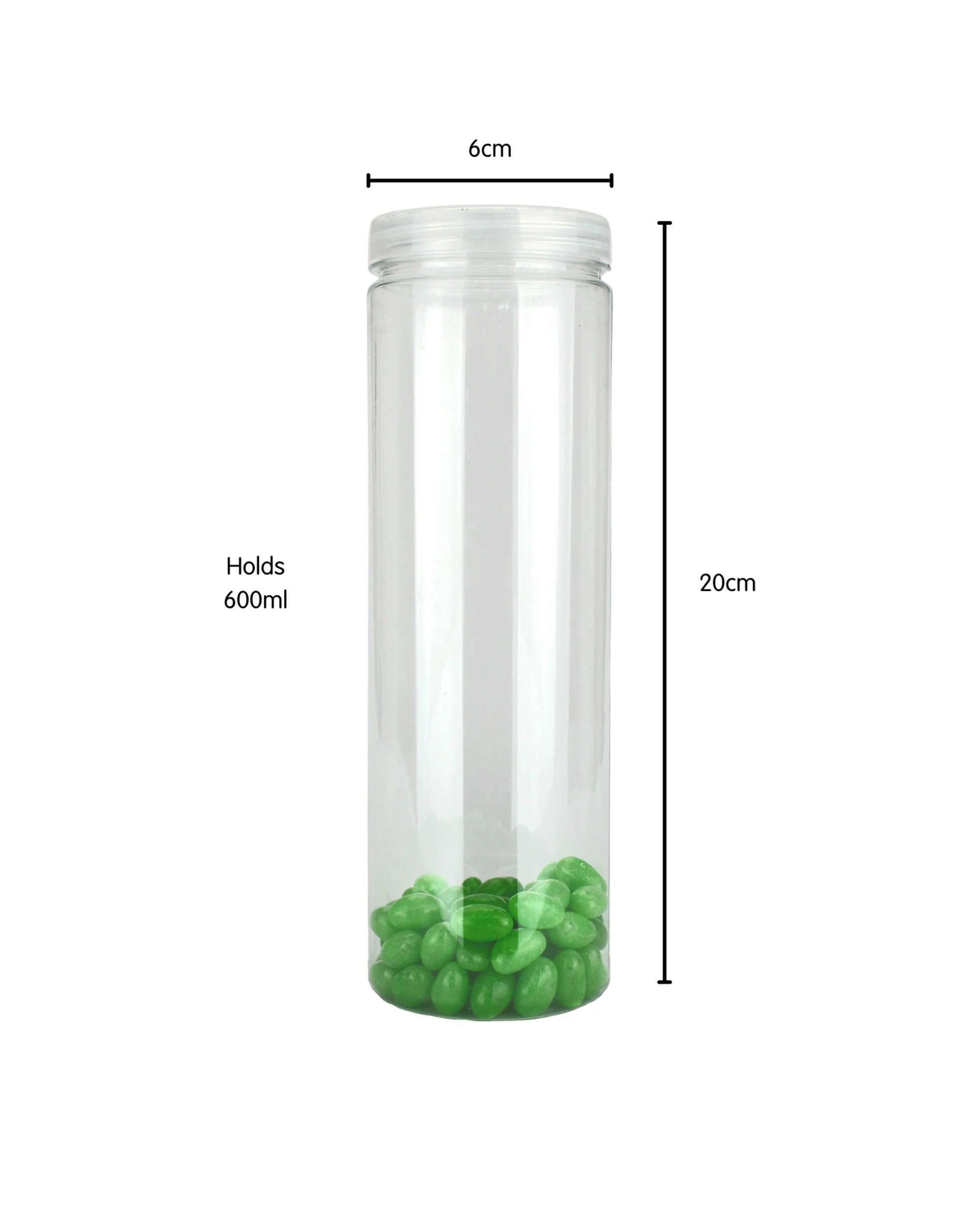 2 Partyrama Clear Plastic Round Screw Top Jar 600ml, 2 of 3