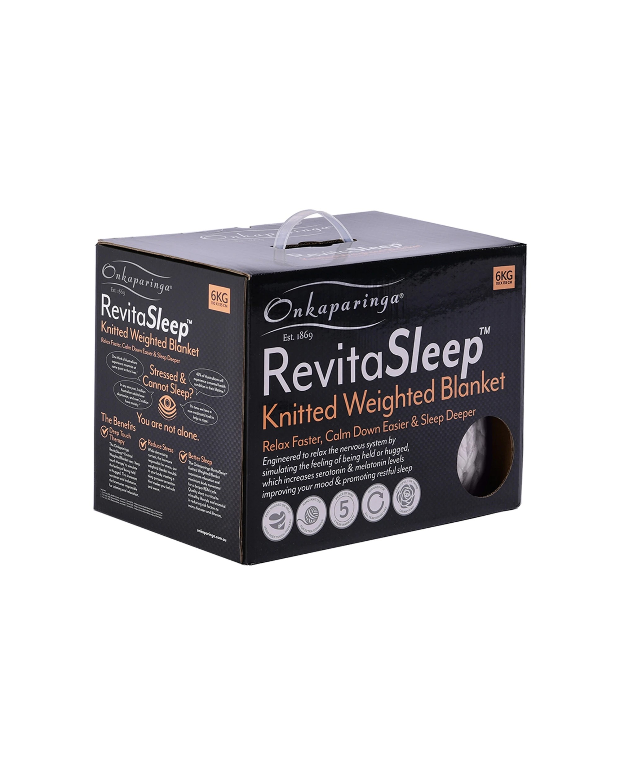 1 Onkaparinga 6kg Knitted Weighted Blanket Home Bedding 110x135cm
 - Silver, 1 of 5