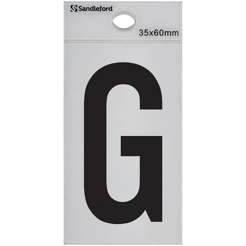 1 Sandleford G Self-adhesive Letter White 60 x 35mm, 1 of 1