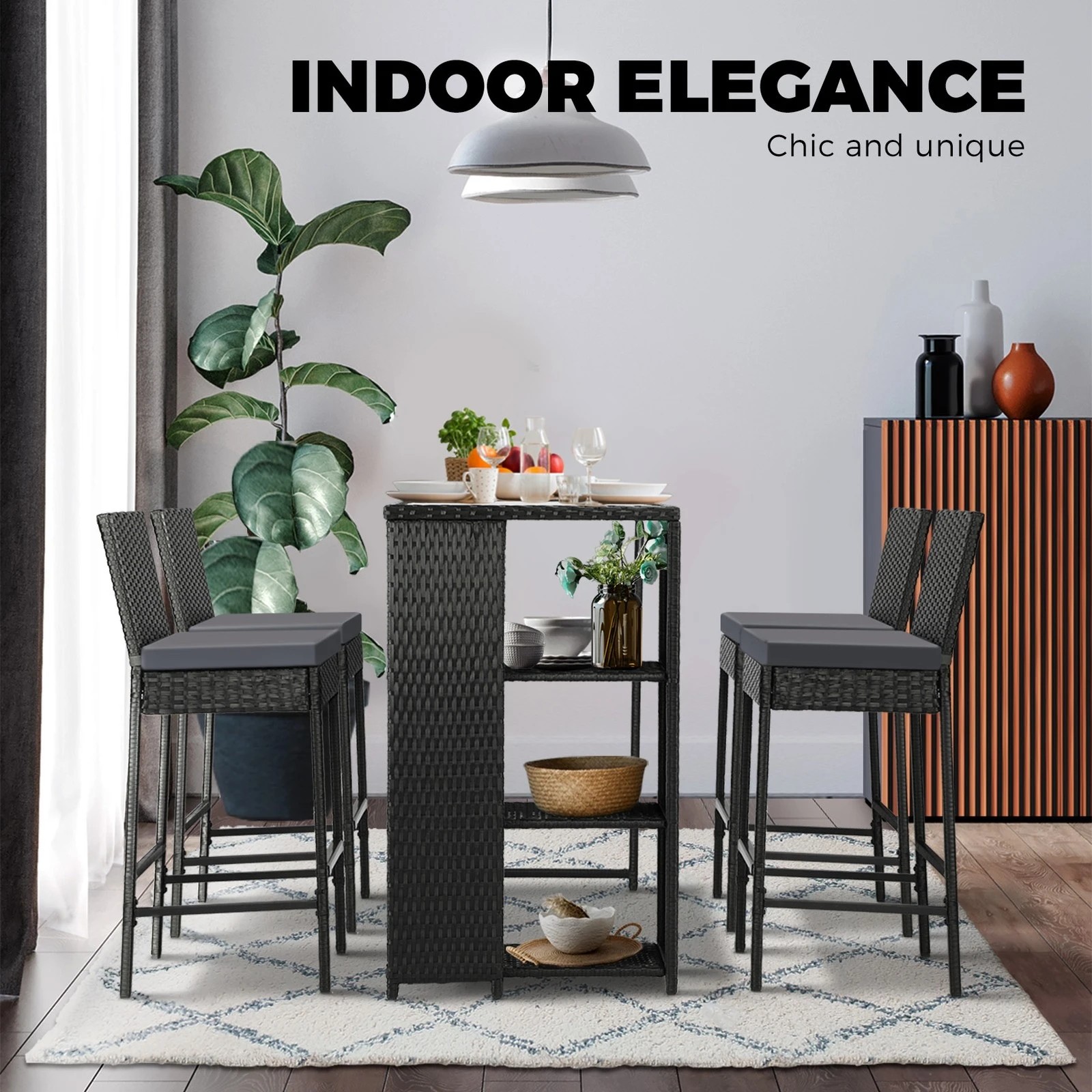 2 Livsip Outdoor Dining Set Patio Furniture Rattan Bar Table Chairs Bar Stools Set
 - Multi, 2 of 10