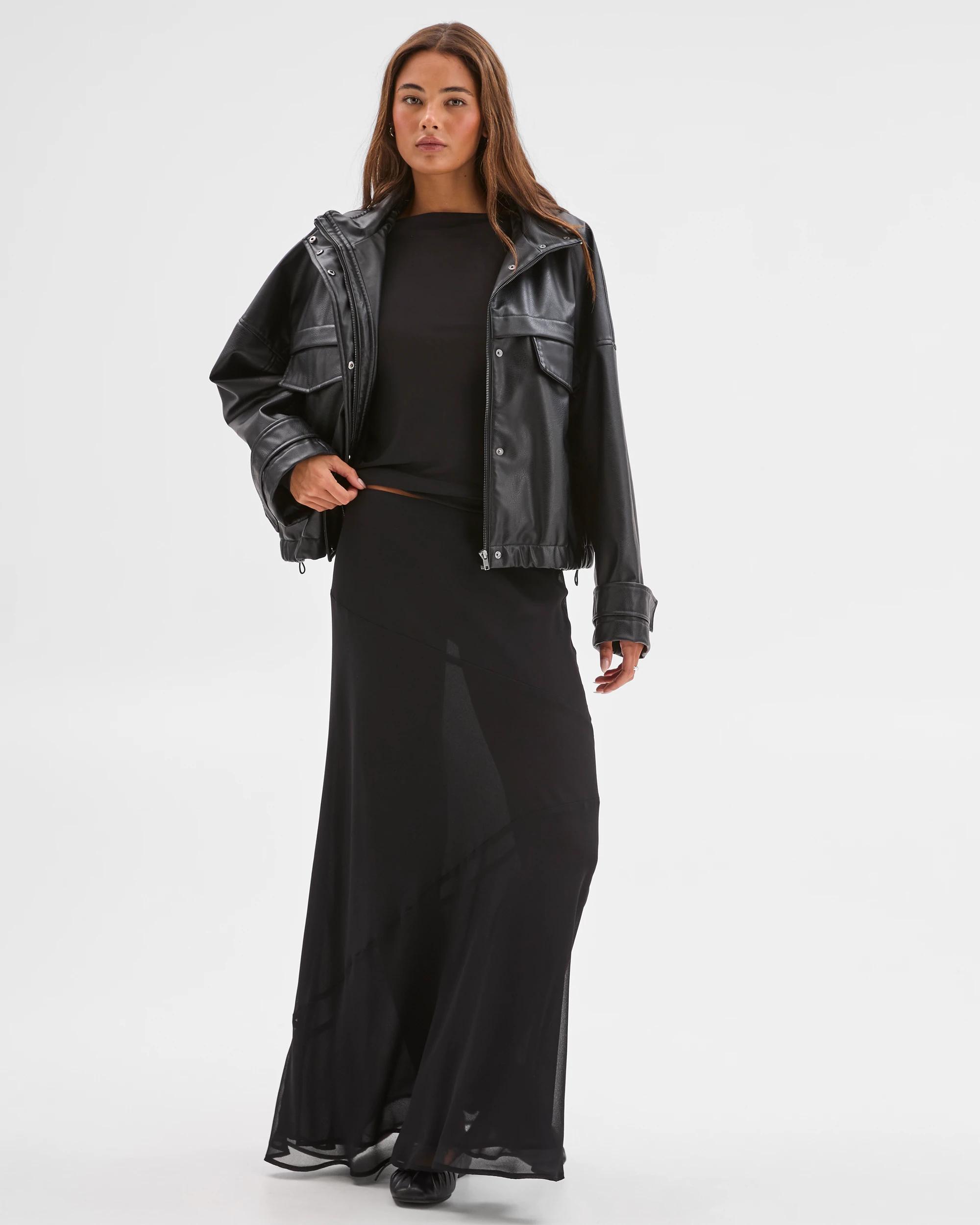 1 Lily Loves Funnel Neck Jacket BLACK, 1 of 6