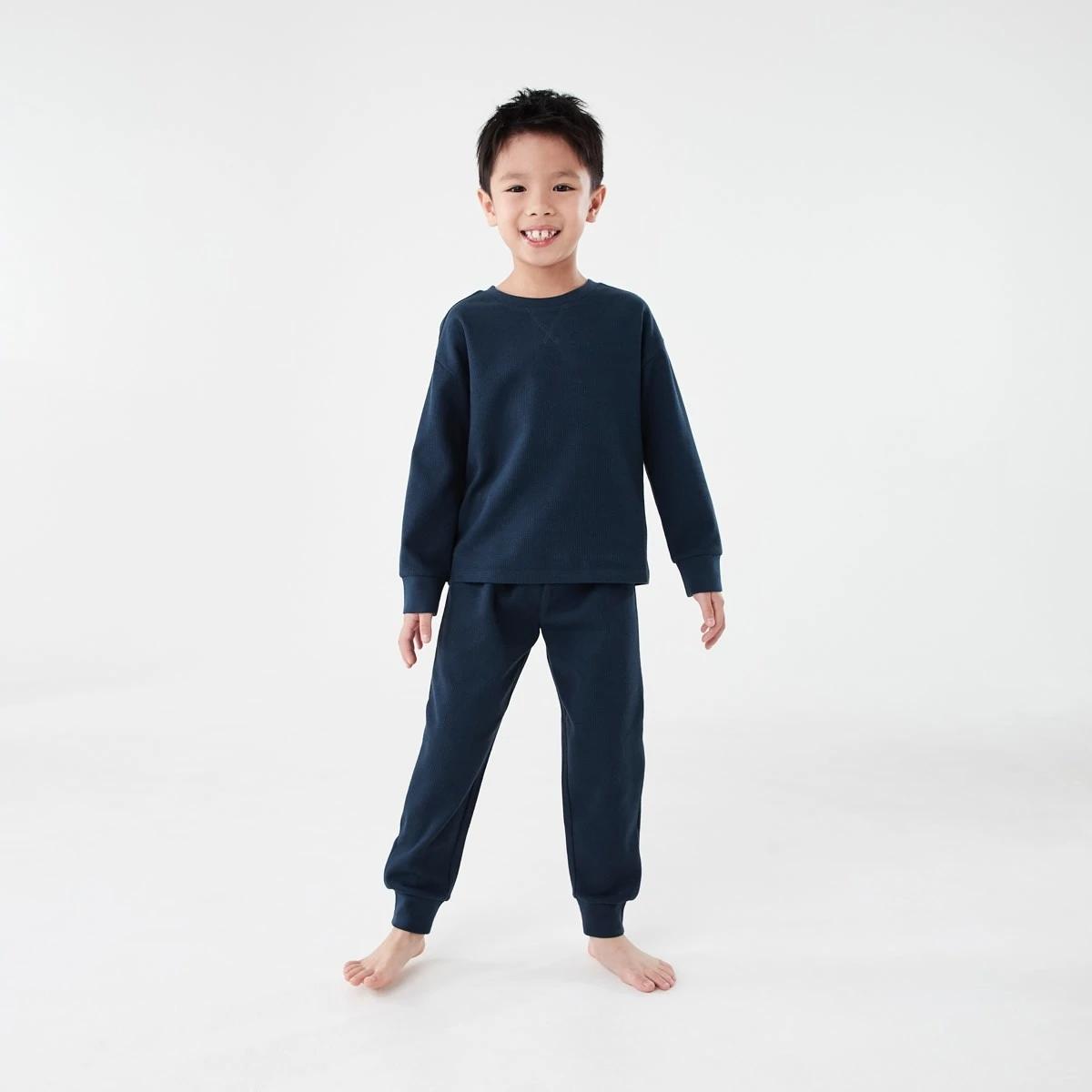 1 Waffle Pyjama Set Dress Navy, 1 of 6