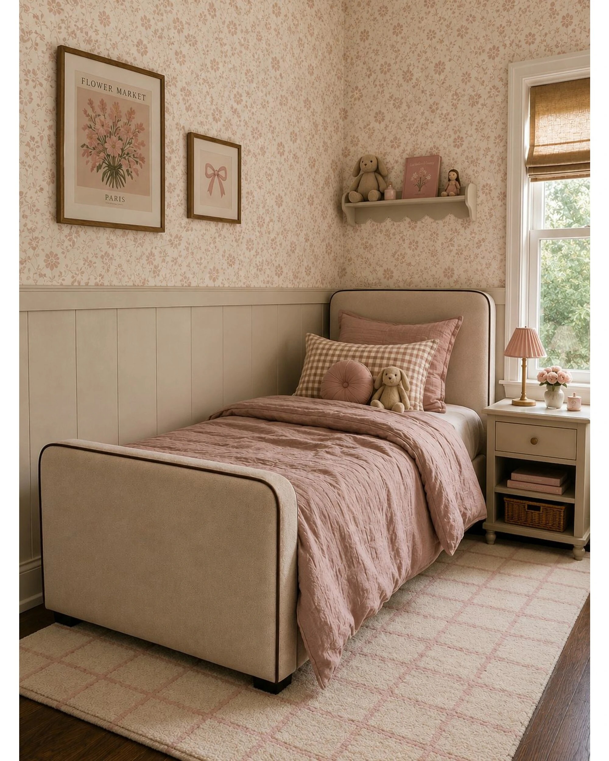 5 Hide & Seek Kids Hugo Upholstered Kids Bed - Cream, King Single - White, 5 of 5