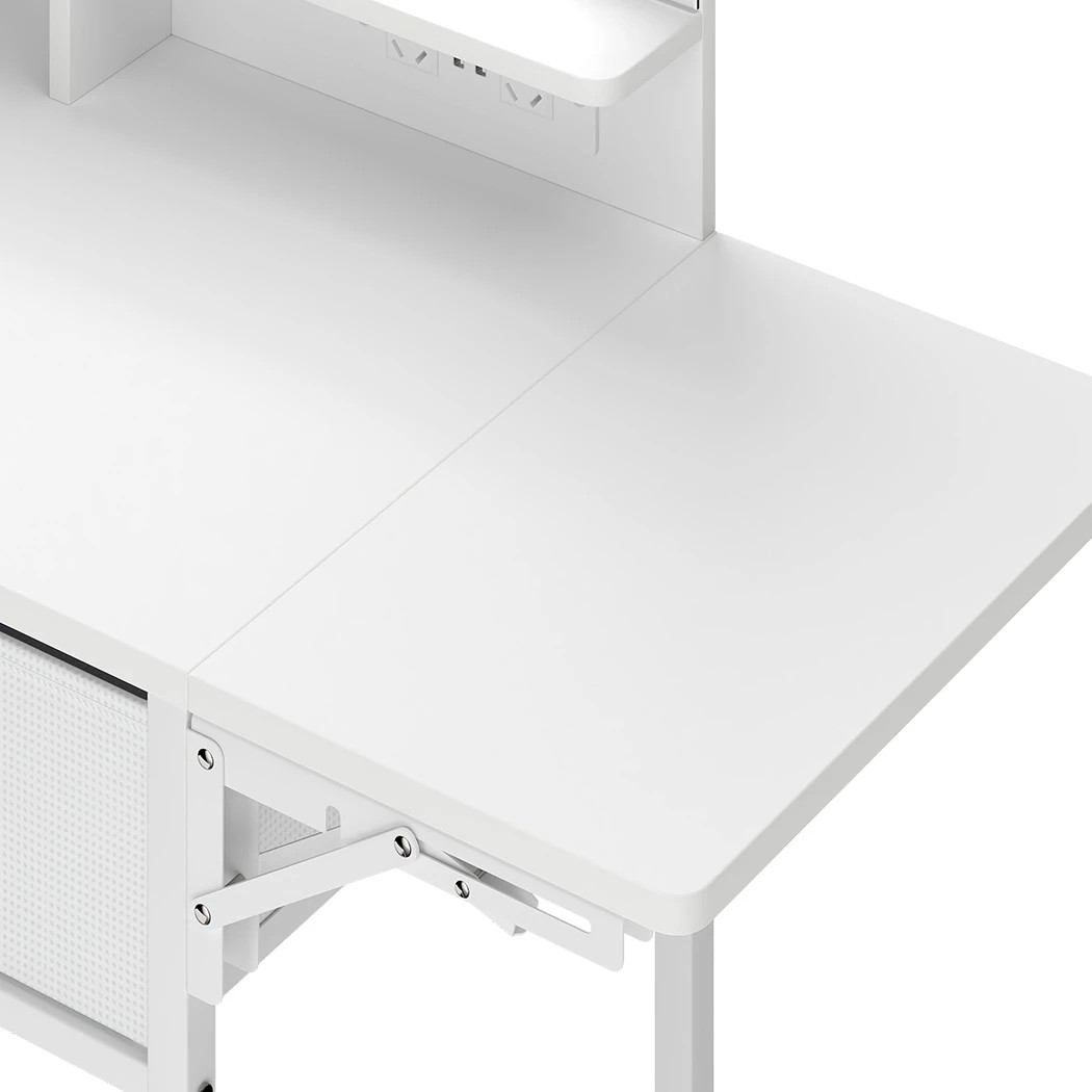 6 Levede Dressing Table Vanity Desk with Mirror and Lights 2 Drawers White, 6 of 8