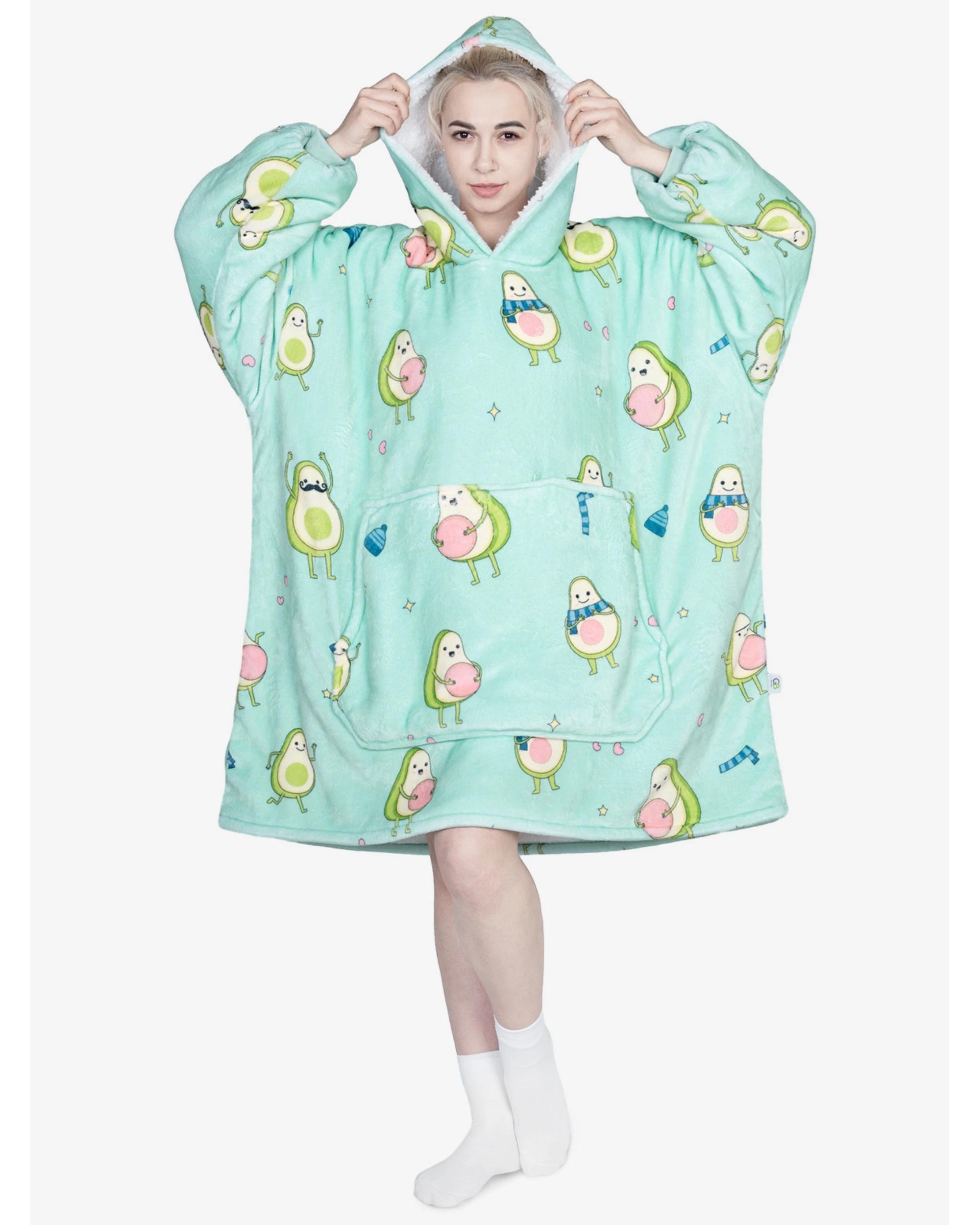 1 Advwin Winter Wearable Blanket Hoodie Adult Pink Point AVOCADO FAMILY, 1 of 5