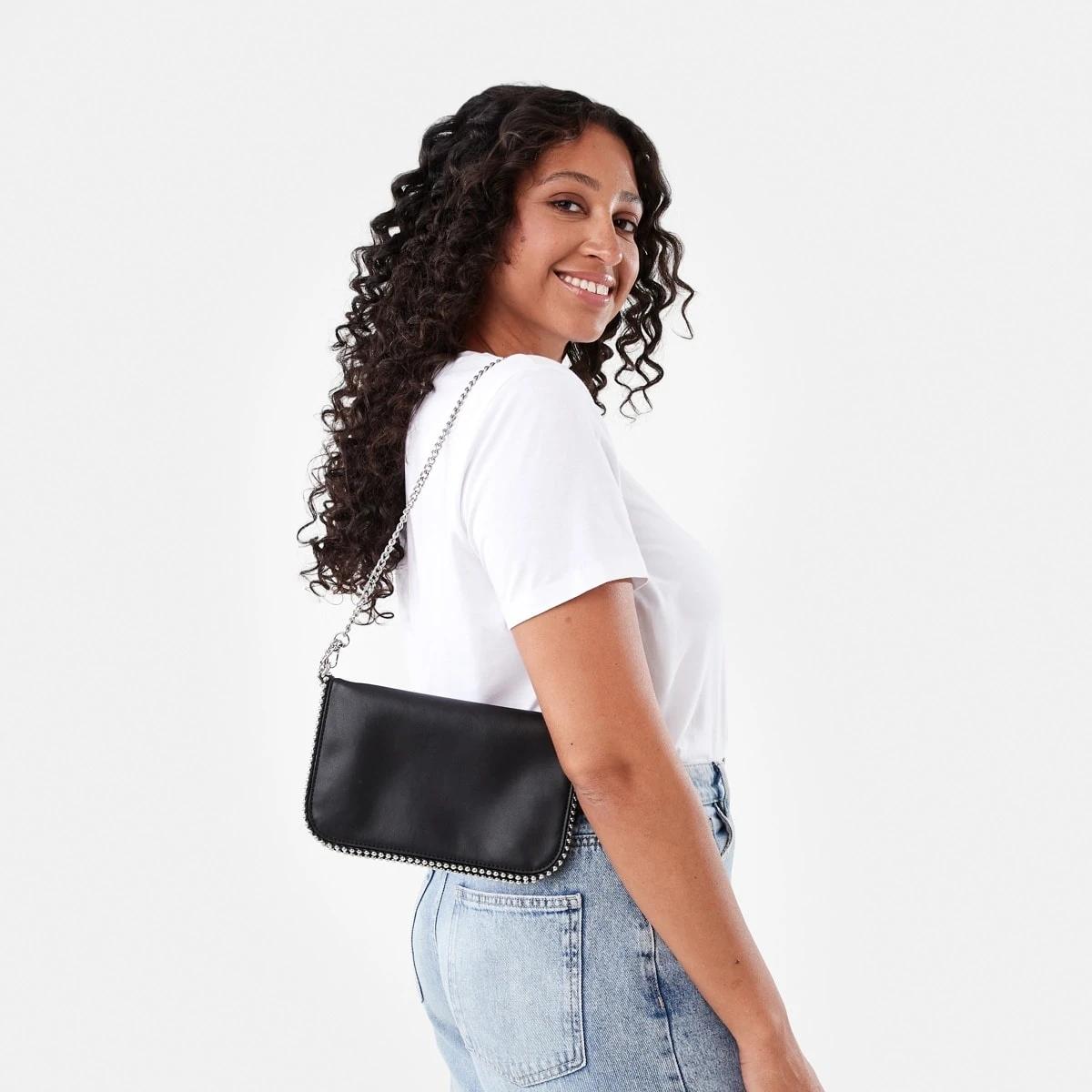 6 Metal Trim Crossbody Bag Black, 6 of 6
