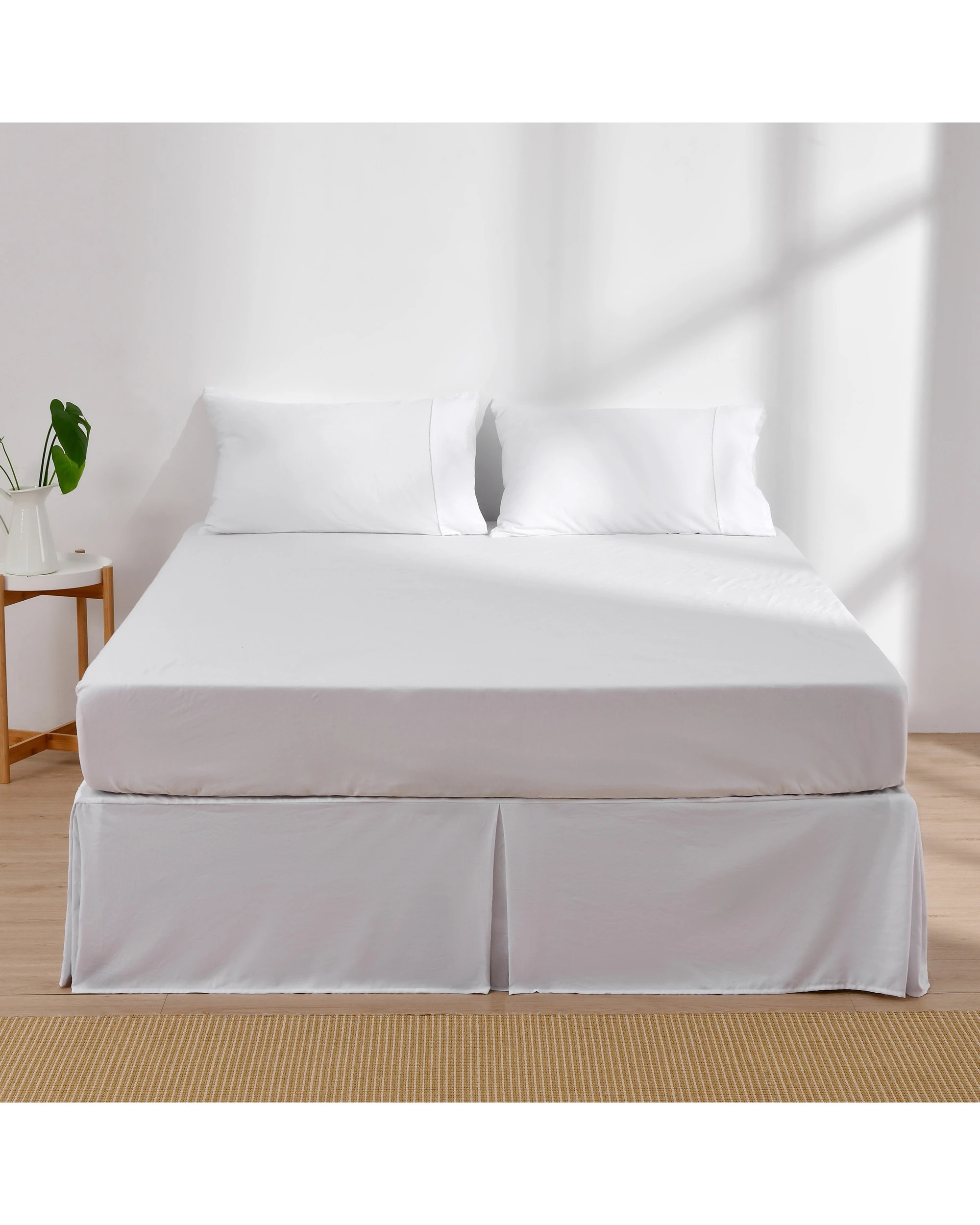 2 Dreamaker Superfine Washed Microfibre Pleated Valance - Queen Bed - White, 2 of 9