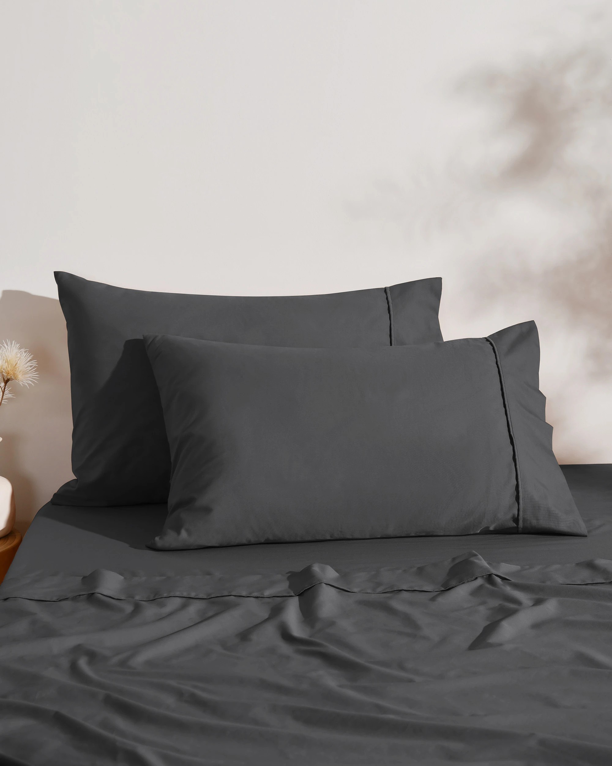 1 Dreamaker 250TC Cotton & Recycled Polyester Blend Standard Pillowcase Twin Pack - Charcoal, 1 of 5