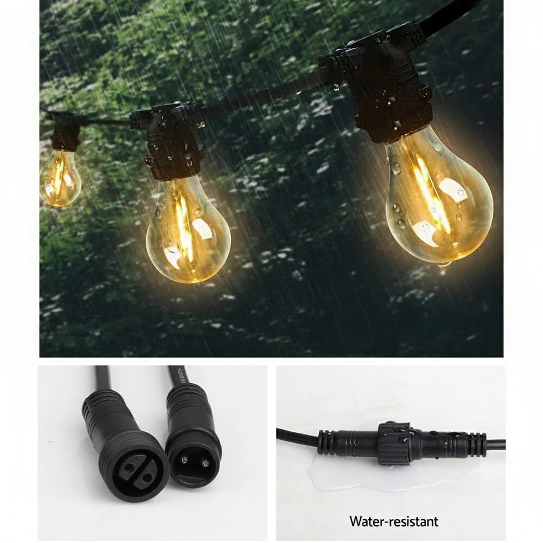 5 23m LED Festoon String Lights Outdoor Christmas Decorations Wedding Garden Party - Black, 5 of 7