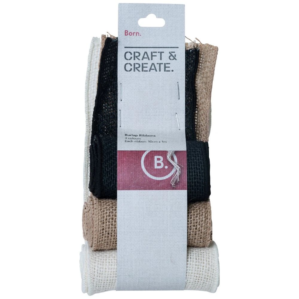 1 Born Burlap Ribbon 3 Pack Assorted, 1 of 2