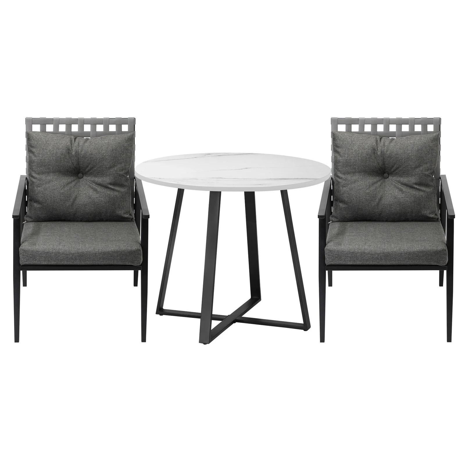 7 Livsip Outdoor Dining Set 2 Seater Marble Table Patio Furniture Rattan Armchair - Multi, 7 of 9