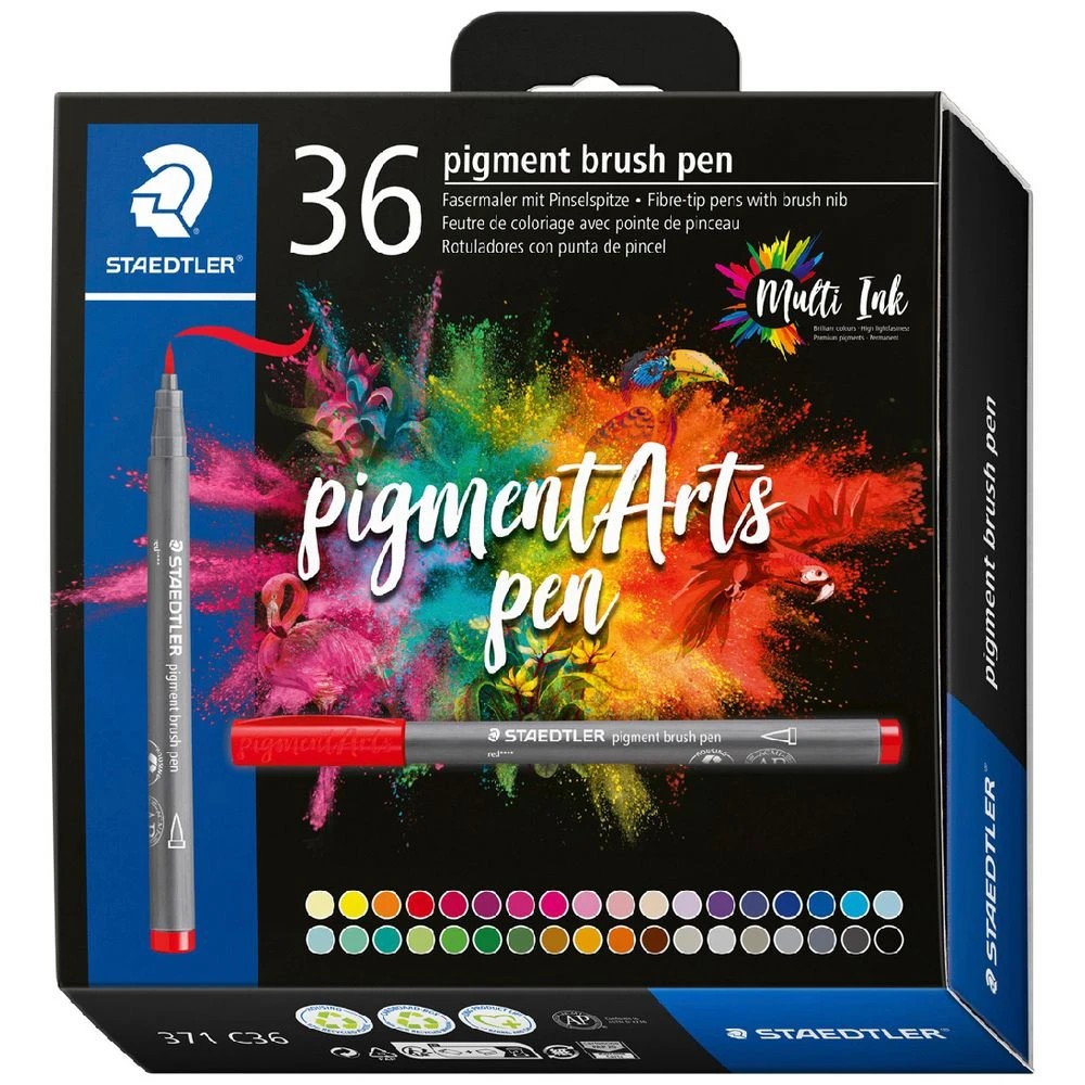 1 Staedtler Pigment Arts Brush Pens 36 Pack, 1 of 3