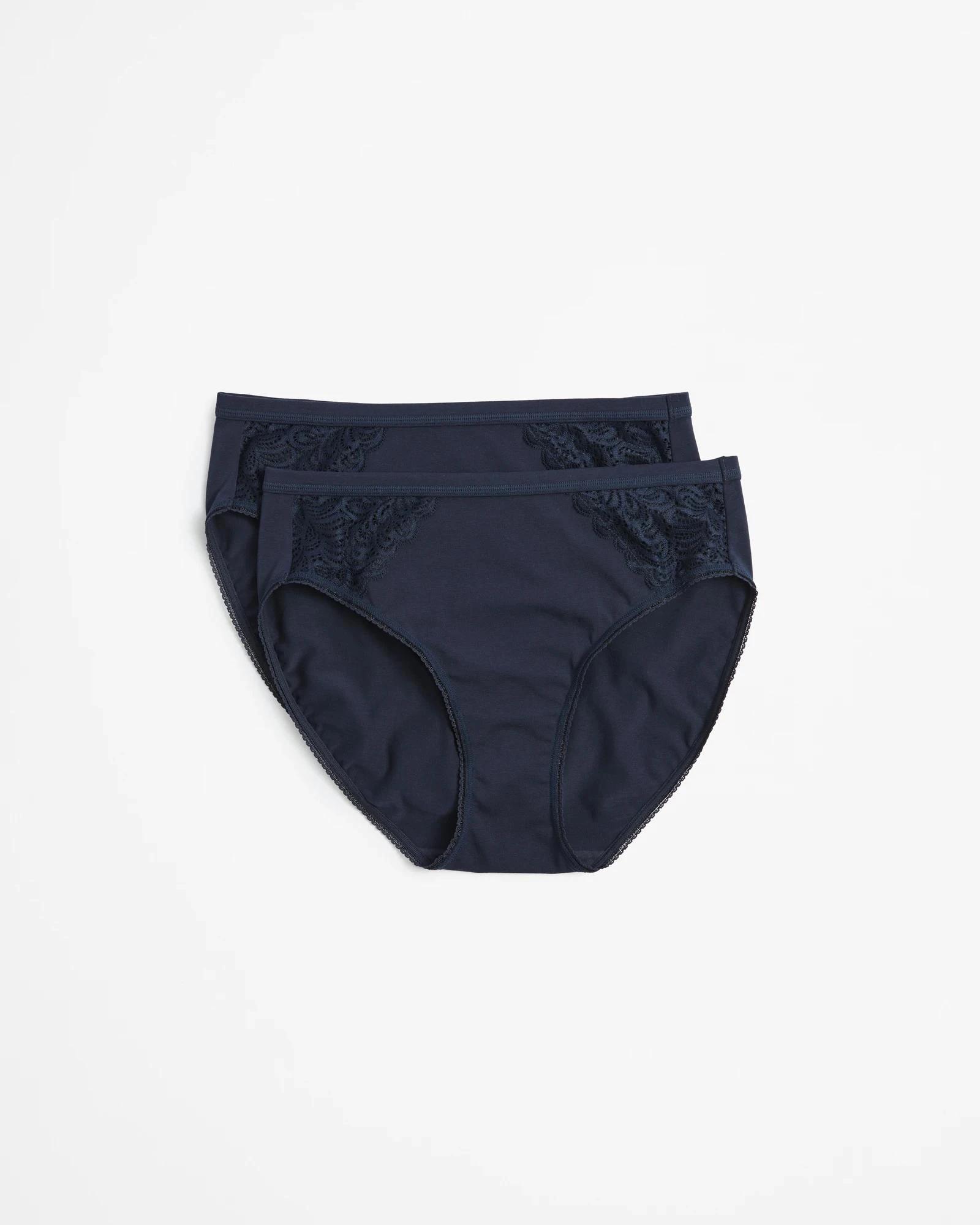 1 Target Woman Australian Cotton and Lace High Cut Briefs NAVY BLUE, 1 of 4