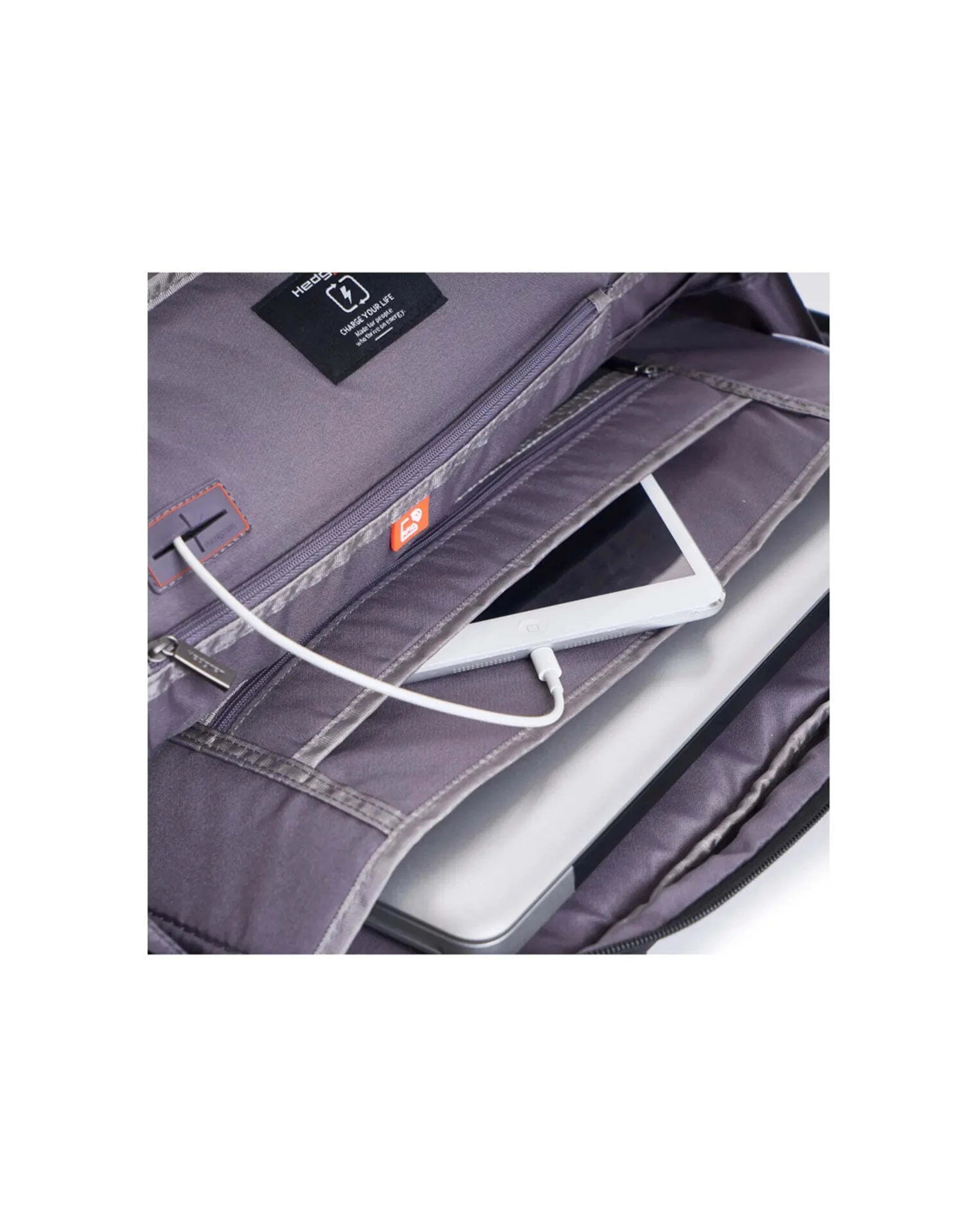 3 Hedgren HITCH 3-Way Briefcase Backpack with RFID Fits 15in Lockable Zippers Bag Camo Print - Grey, 3 of 6