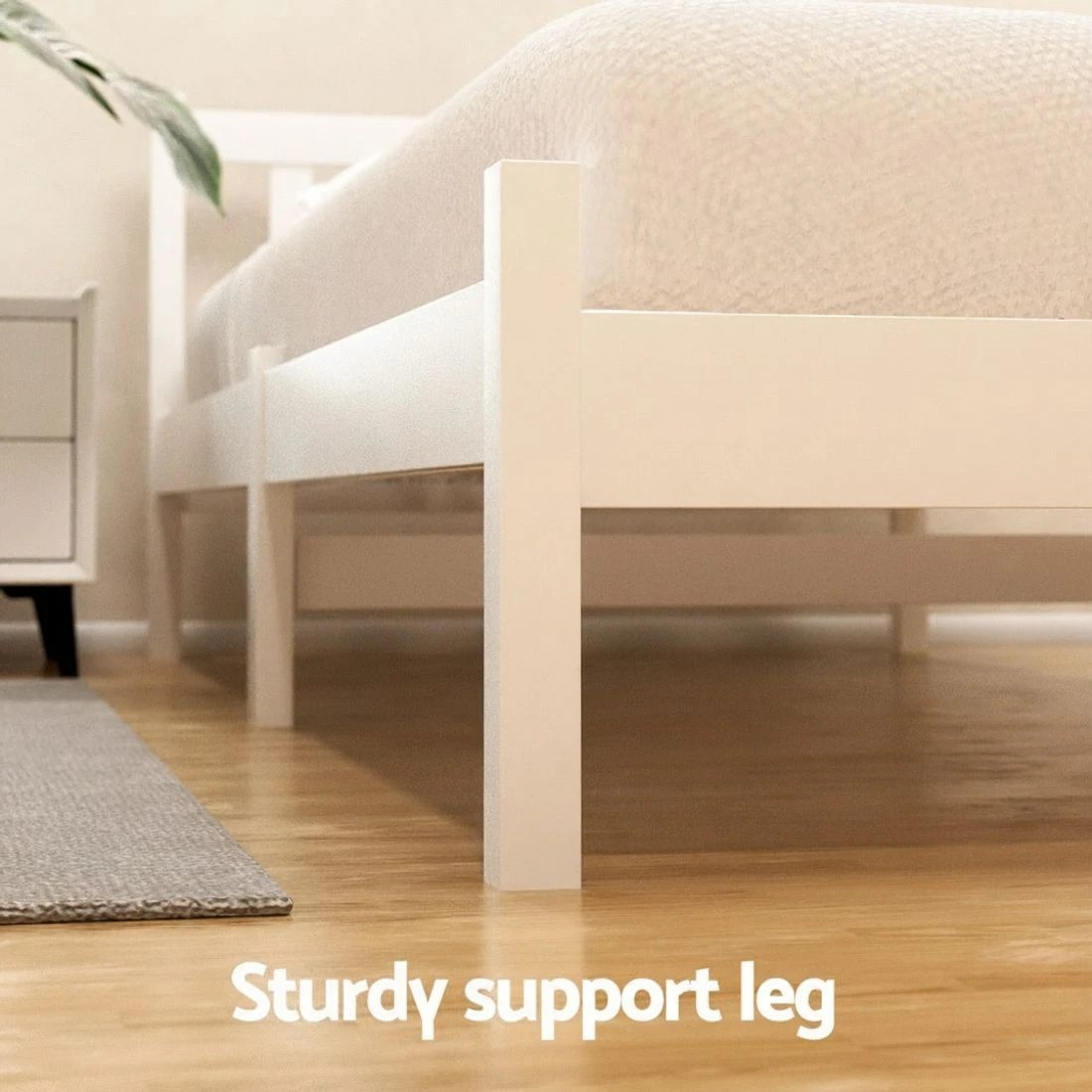 5 Artiss Bed Frame King Single Size Wooden Platform with 2 Storage Drawers - White, 5 of 8