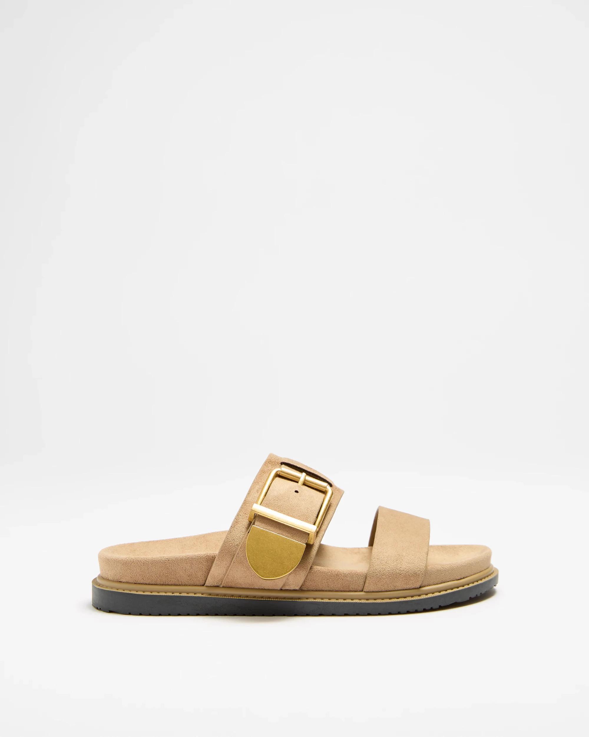 1 Target Woman Womens Buckle Flat Sandal - Henna TAUPE, 1 of 3