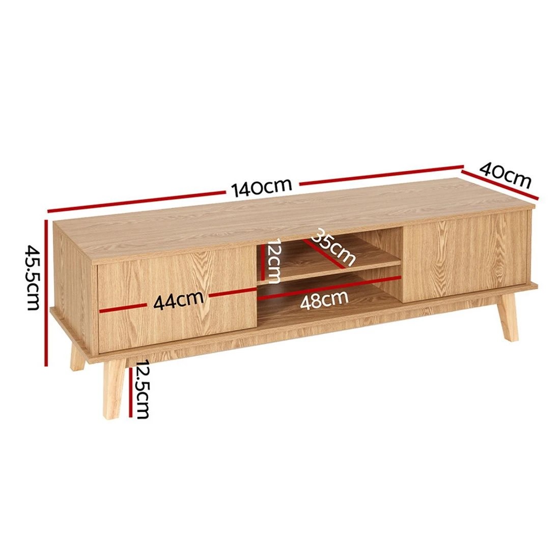 4 Artiss TV Cabinet Entertainment Unit Stand Storage 140CM - Brown, 4 of 6