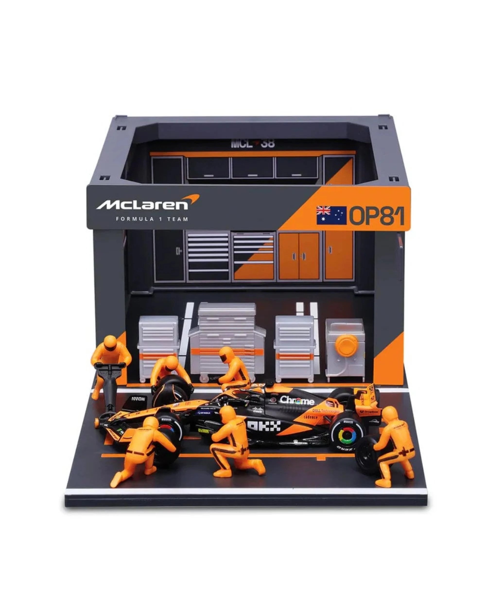 3 Bburago Formula Racing 2024 McLaren F1 #81 Oscar Piastri Pit Pass 1:43 Scale Diorama Playset, 3 of 5