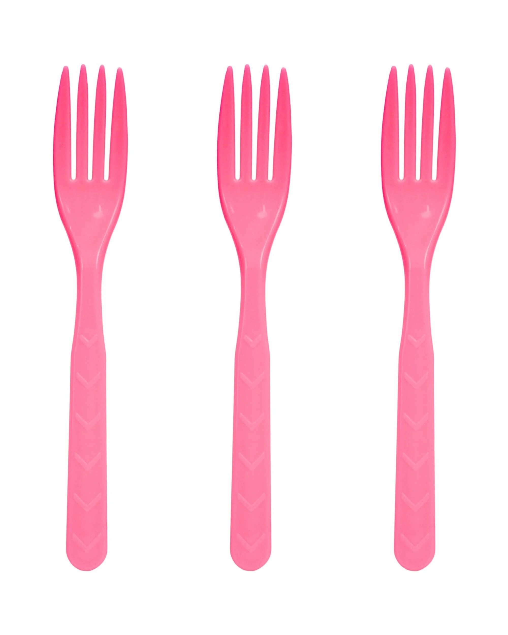 1 Party Maker Hot Reusable Plastic Forks Pack of 18 - Pink, 1 of 4